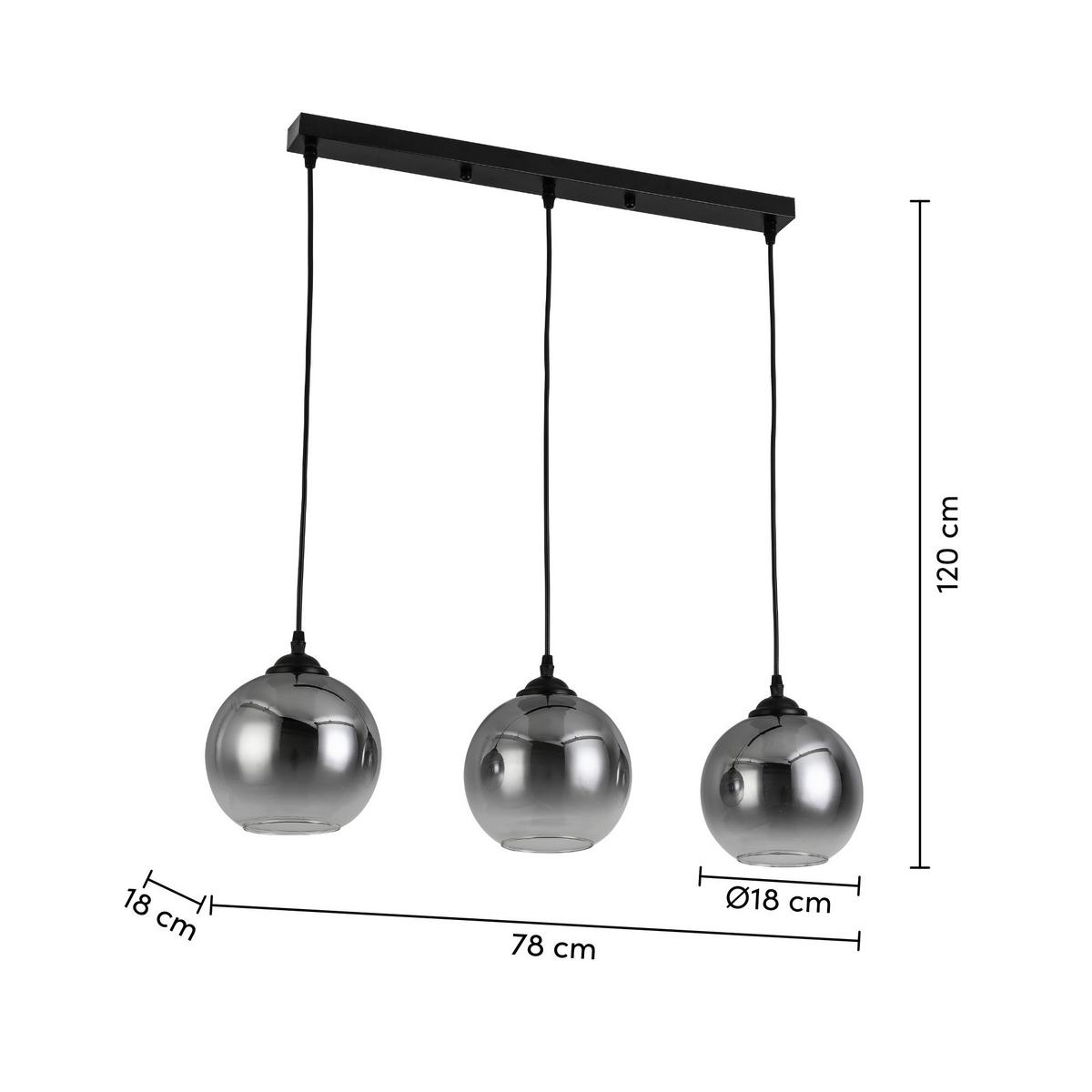 Lampă suspendată Giova - culoare crom/negru, Modern, sticlă/metal (78/18/120cm) - Premium Living