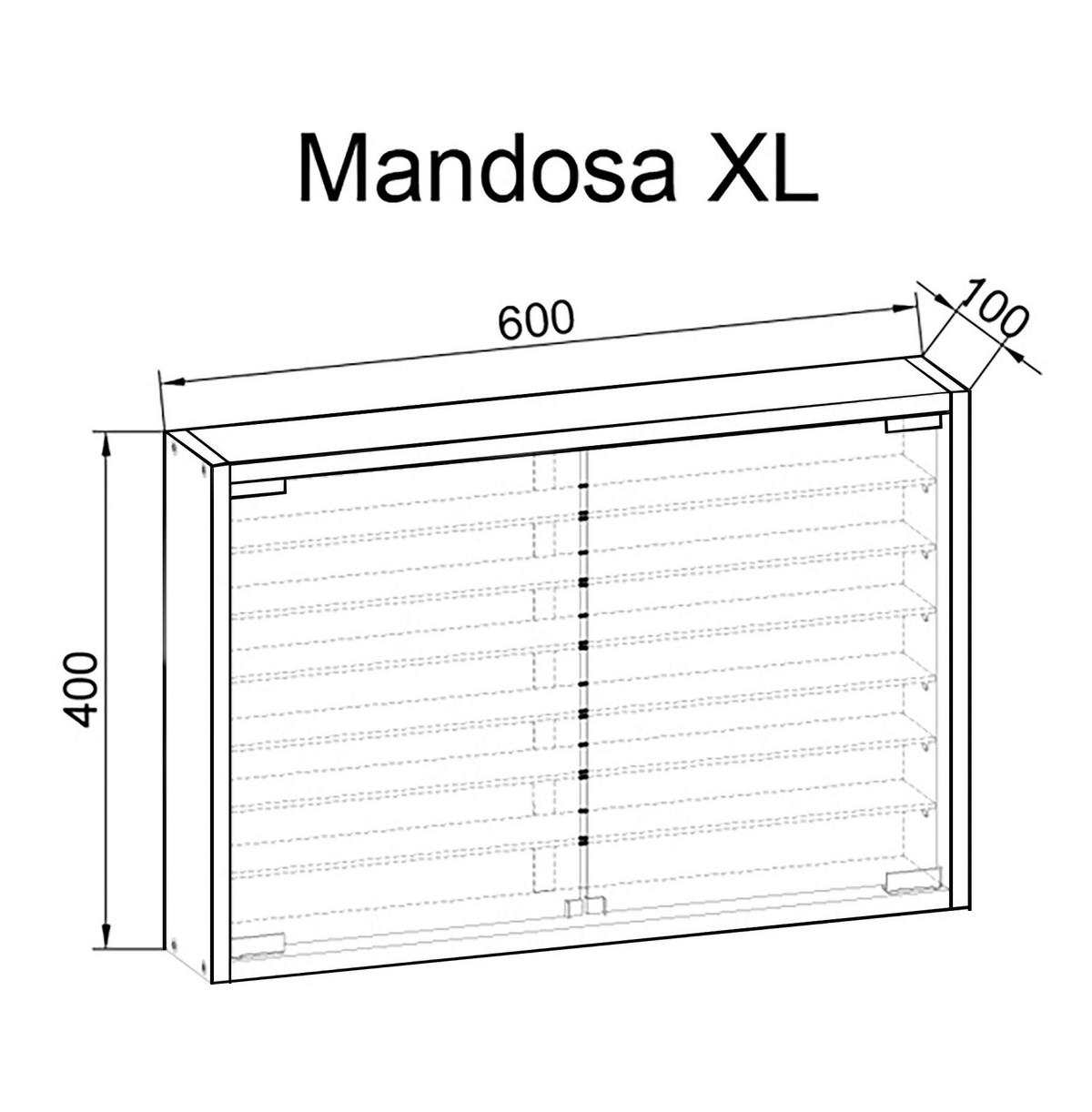 Viseča Vitrina Mandosa Xl, Bukev - barve bukve, Moderno, steklo/leseni material (60/40/10cm) - MID.YOU