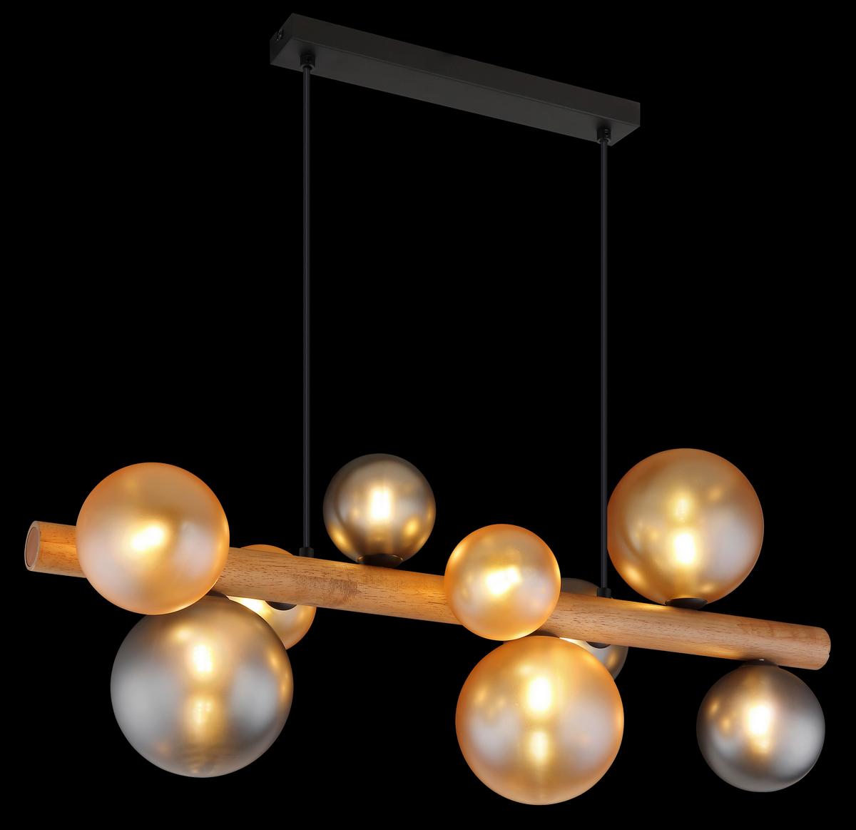 Viseća Svjetiljka Riha - narančasta/tamno smeđa, Basics, staklo/drvo (78/29/150cm) - Globo