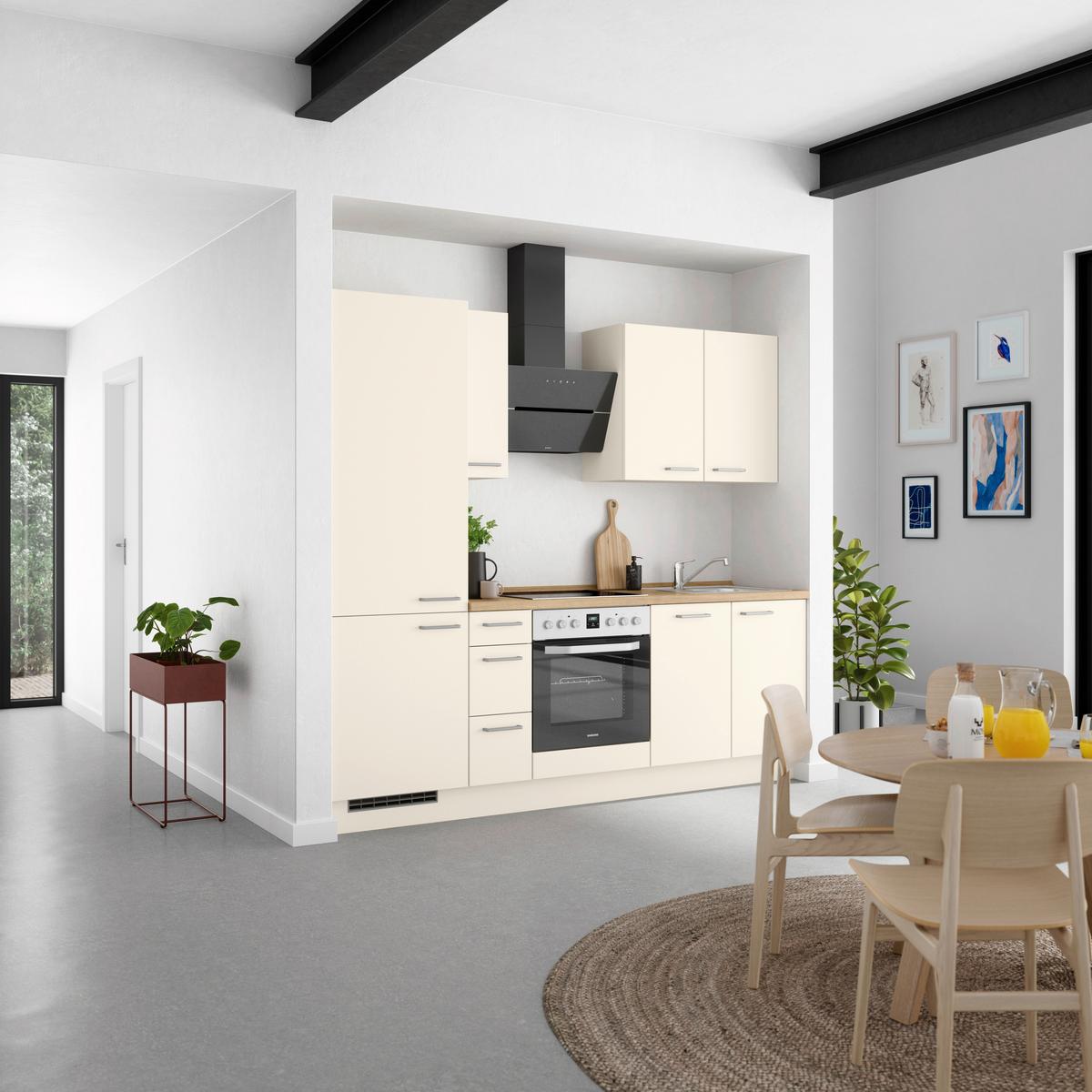 Küchenblock Touch High m. Geräten Magnolie - Edelstahlfarben/Eichefarben, MODERN, Holzwerkstoff/Metall (240cm) - Nobilia