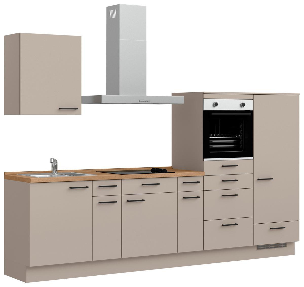 Küchenleerblock Easytouch Low o. Geräte Sandfarben - Sandfarben/Eichefarben, MODERN, Holzwerkstoff/Metall (300cm) - Nobilia