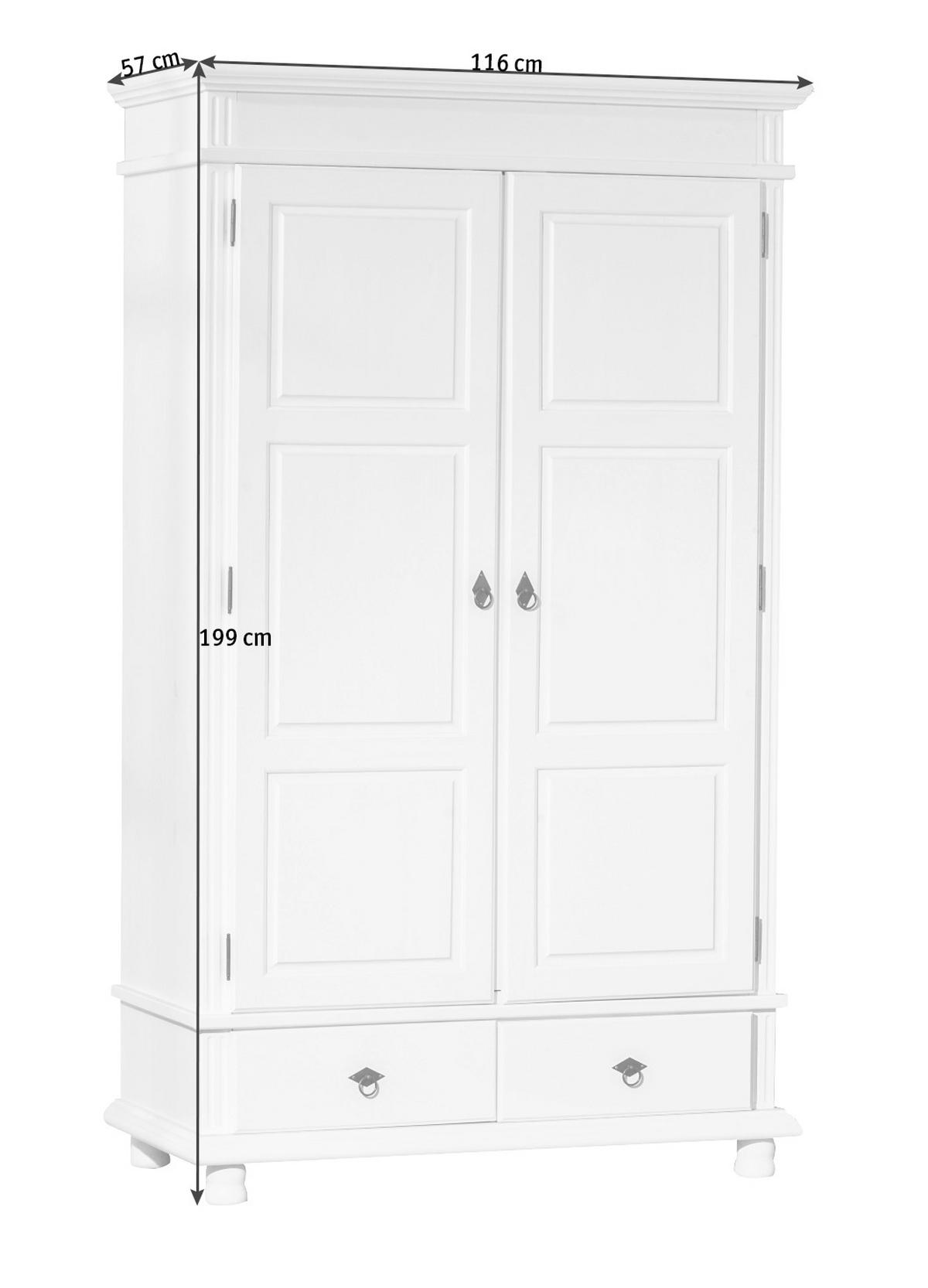 Drehtürenschrank Danz ca. 116x199 cm Kiefer Weiß - Weiß, LIFESTYLE (116/199/57cm) - MID.YOU