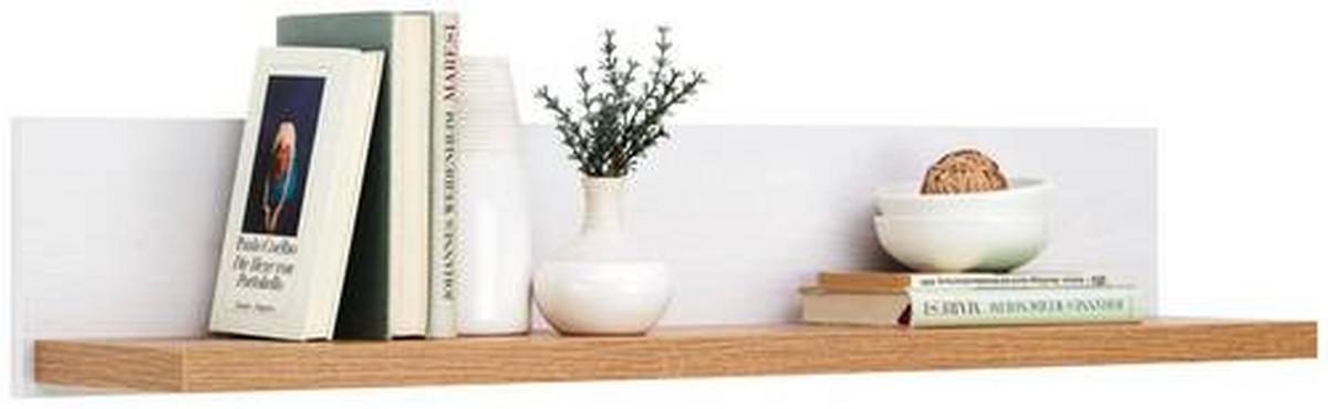 REGAŁ ŚCIENNY ROVIGIO - kolor dębowy/biały, Basics, materiał drewnopochodny (97/18/20cm) - MID.YOU