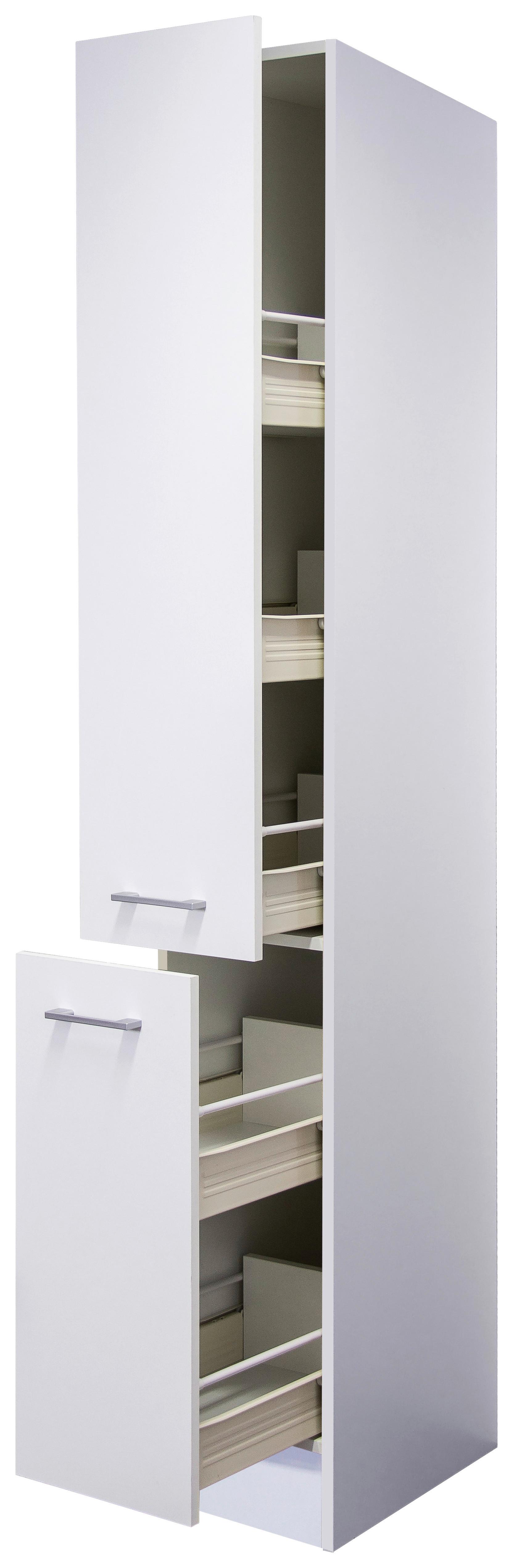 Apothekerschrank Lucca Weiß ca. 30x200x57cm - Alufarben/Weiß, KONVENTIONELL, Holzwerkstoff/Kunststoff (30/200/57cm) - FlexWell