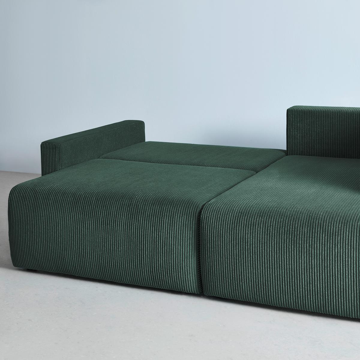 Ecksofa Dios Dunkelgrün - Dunkelgrün/Schwarz, MODERN, Holz/Kunststoff (228/91/146cm) - Based