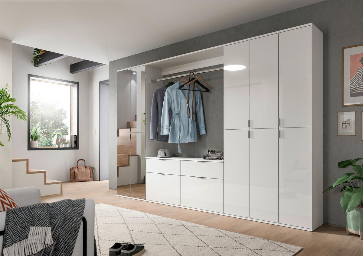 Ormar S Klaičnim Vratima Projekt X - bijela visoki sjaj, Moderno, staklo/drvni materijal (273/193/34cm) - Modern Living