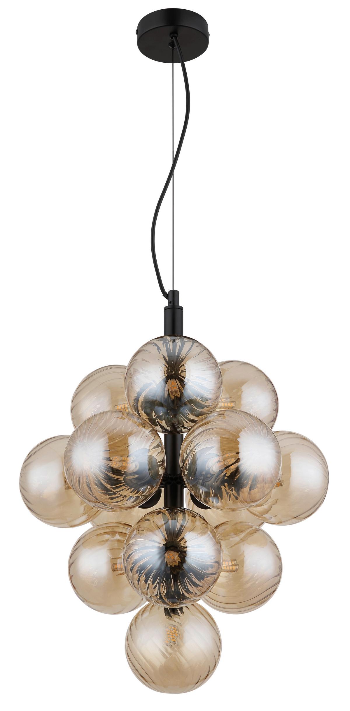 HÄNGELEUCHTE 56146H - Schwarzchrom/Orange, Design, Glas/Kunststoff (39,5/120cm) - Globo