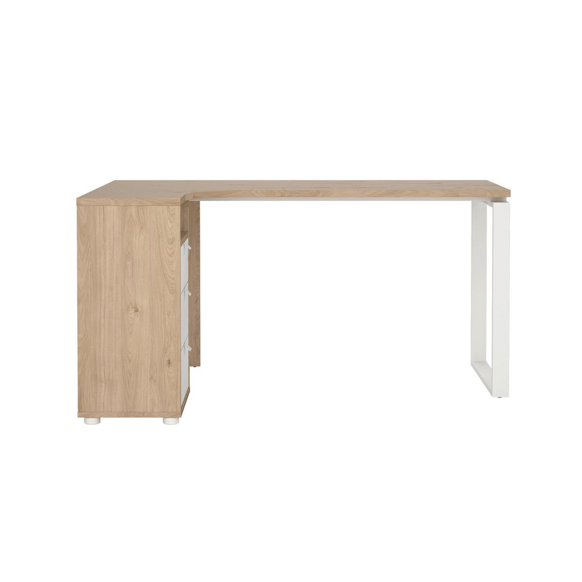 Kotna Pisalna Miza Sign, Bela, Barva Hrasta - barve hrasta/bela, Moderno, kovina/leseni material (150/99,6/75,6cm) - MID.YOU