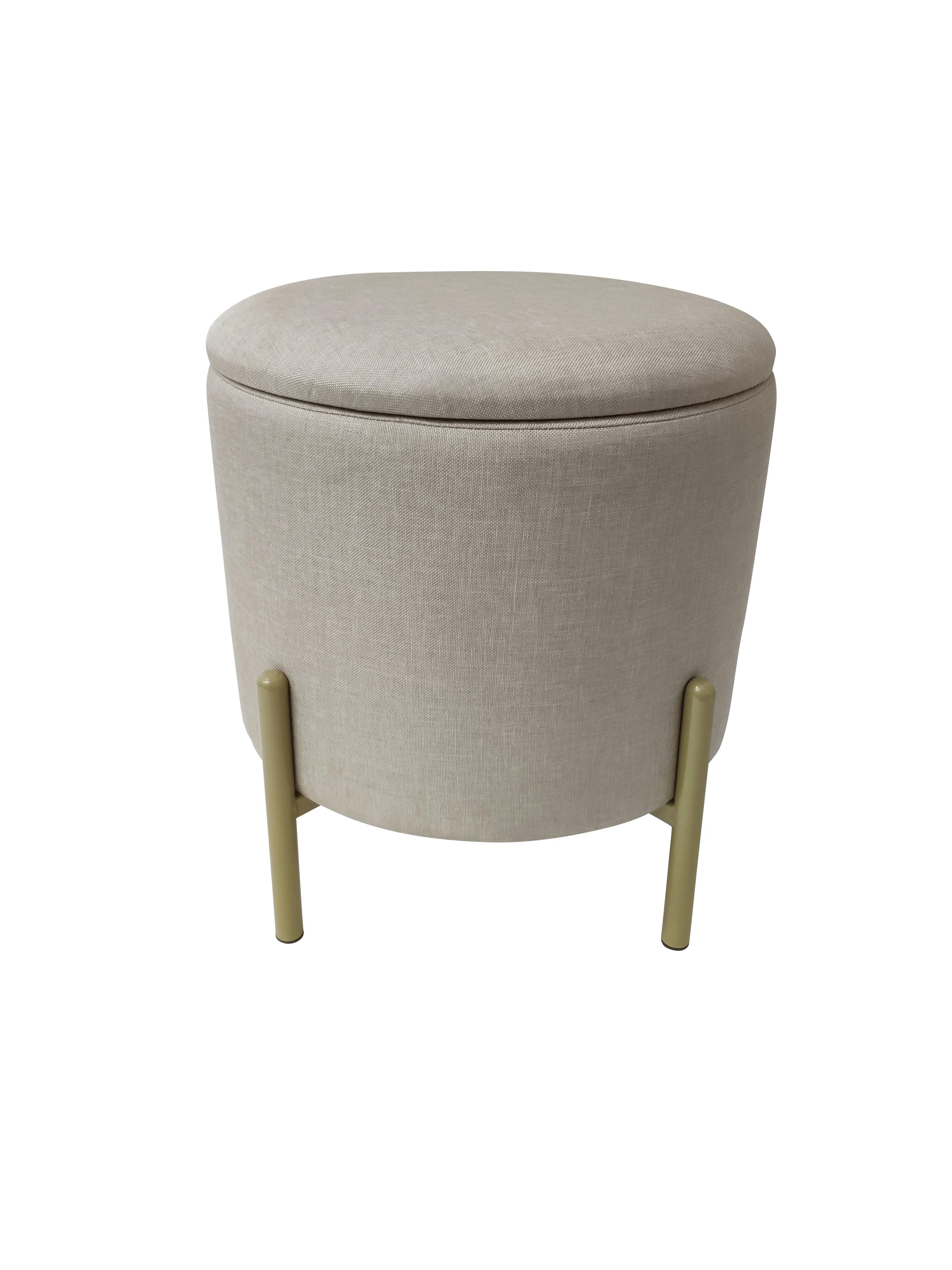 Hocker Logan Creme Samt mit Stauraum - Goldfarben/Creme, Design, Textil/Metall (36/40/36cm) - Echtwerk