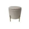 Hocker Logan Creme Samt mit Stauraum - Goldfarben/Creme, Design, Textil/Metall (36/40/36cm) - Echtwerk