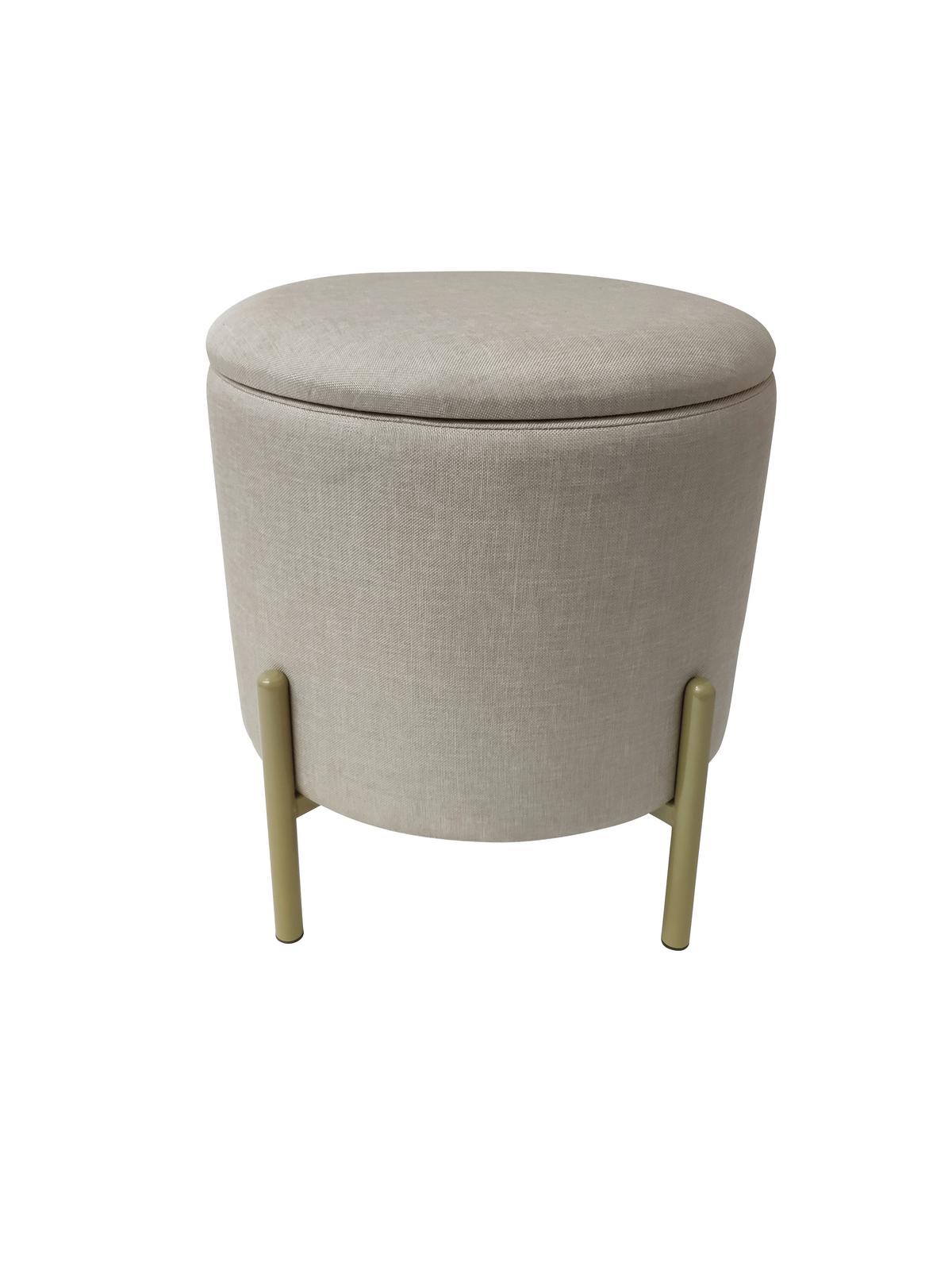 Hocker Logan Creme Samt mit Stauraum - Goldfarben/Creme, Design, Textil/Metall (36/40/36cm) - Echtwerk