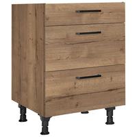 Schubkastenunterschrank Structura Eiche dunkel - Eiche dunkel/Schwarz, MODERN, Holzwerkstoff/Metall (60/87/56cm) - Nobilia