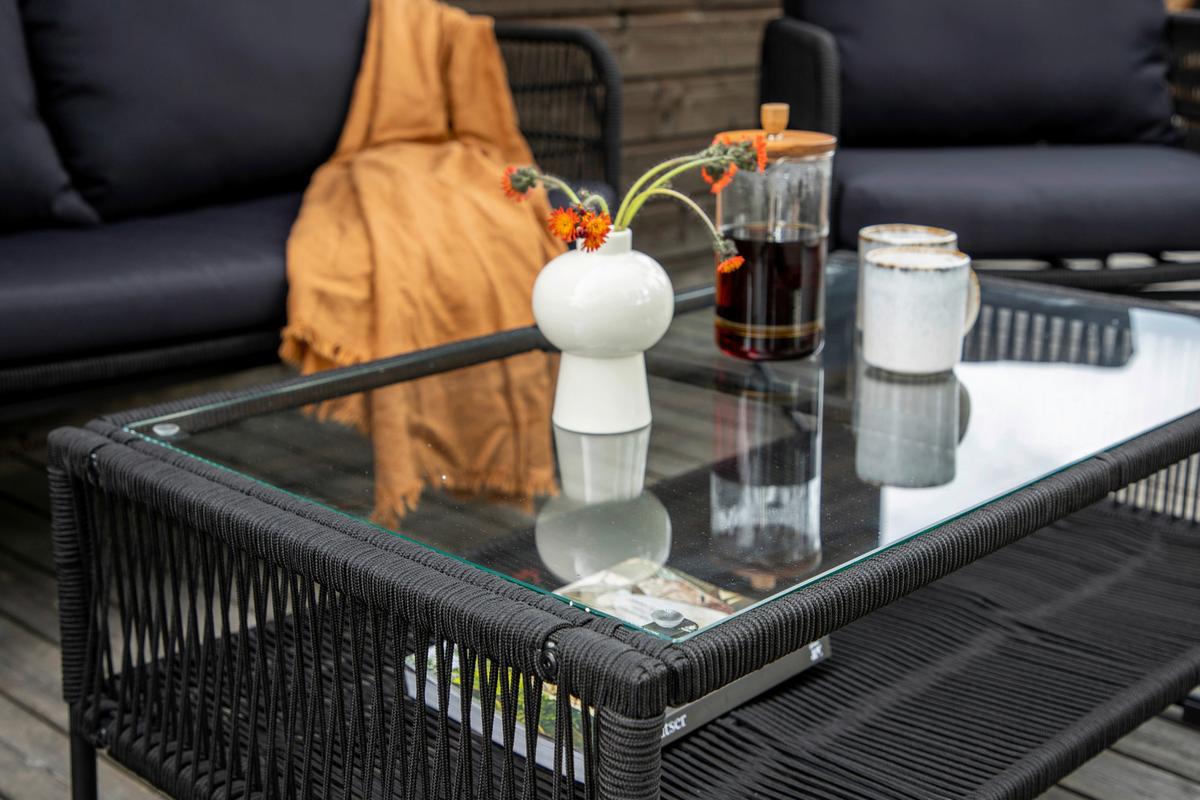 LOUNGEGARNITUR UTAH - Schwarz, KONVENTIONELL, Textil/Metall - Gardenson