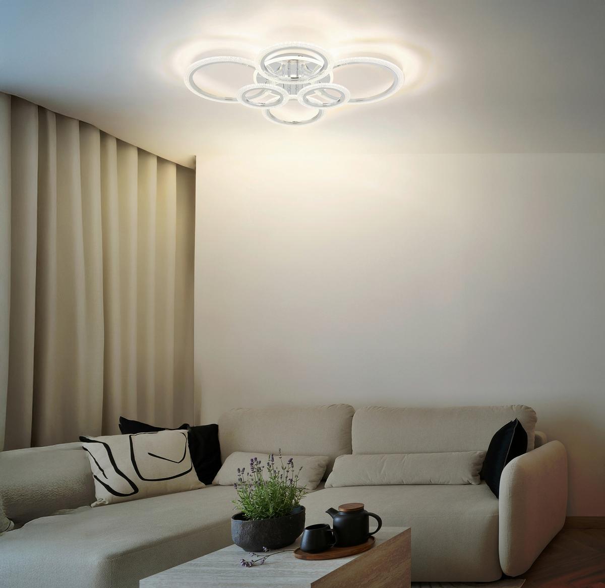 Led-deckenleuchte 67366-48 Salinas - Klar/Chromfarben, Design, Kunststoff/Metall (78/60,5/11,5cm) - Globo
