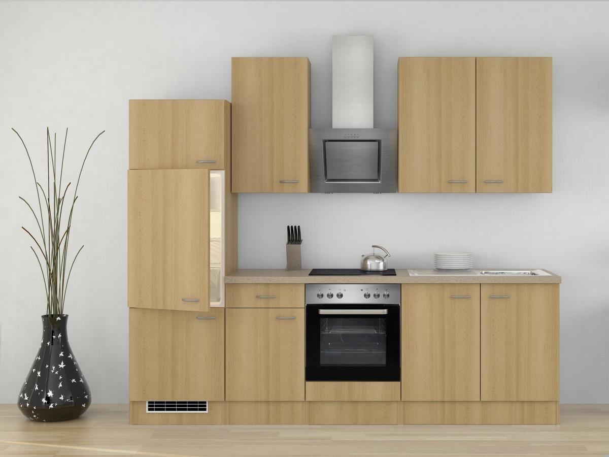 Küchenblock "Nano" , Buche - Edelstahlfarben/Beige, MODERN, Holzwerkstoff/Kunststoff (270cm) - FlexWell