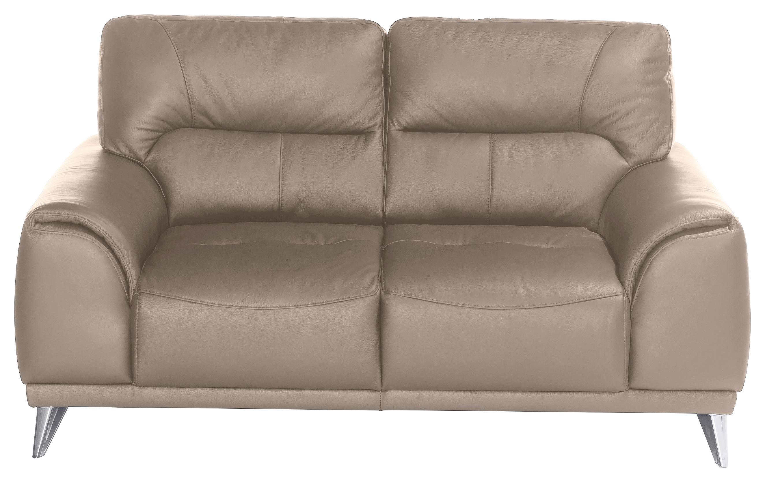 Zweisitzer-Sofa "Frisco" , sandfarben - Sandfarben/Chromfarben, MODERN, Textil/Metall (166/92/96cm) - MID.YOU