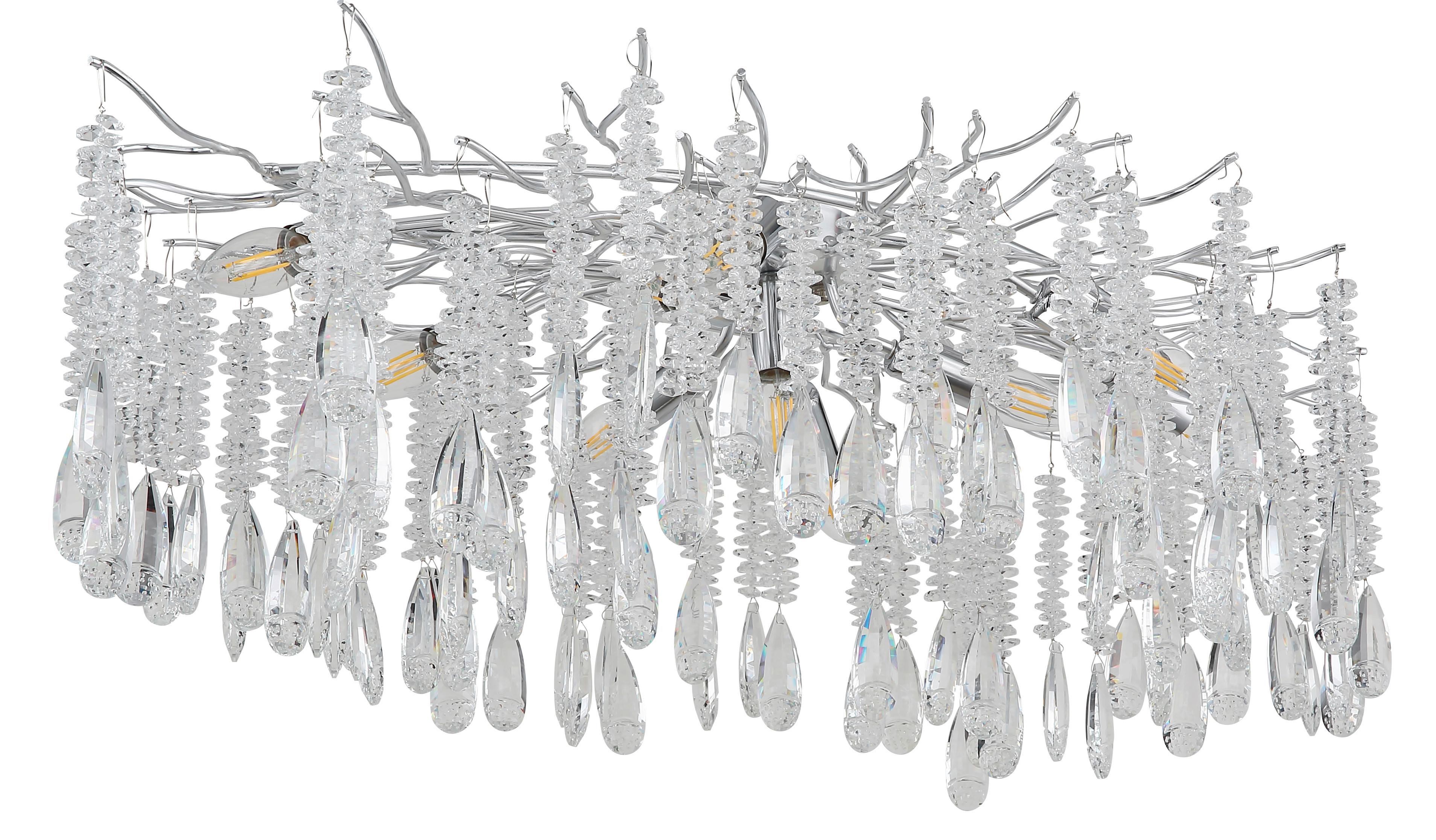 Stropna Svjetiljka Kinga - srebrne boje/prozirno, Design, staklo/metal (100/55/45cm) - Globo