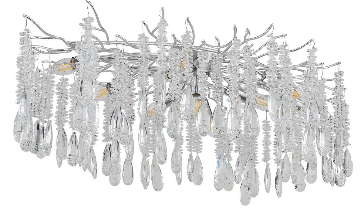 Stropna Svjetiljka Kinga - srebrne boje/prozirno, Design, staklo/metal (100/55/45cm) - Globo