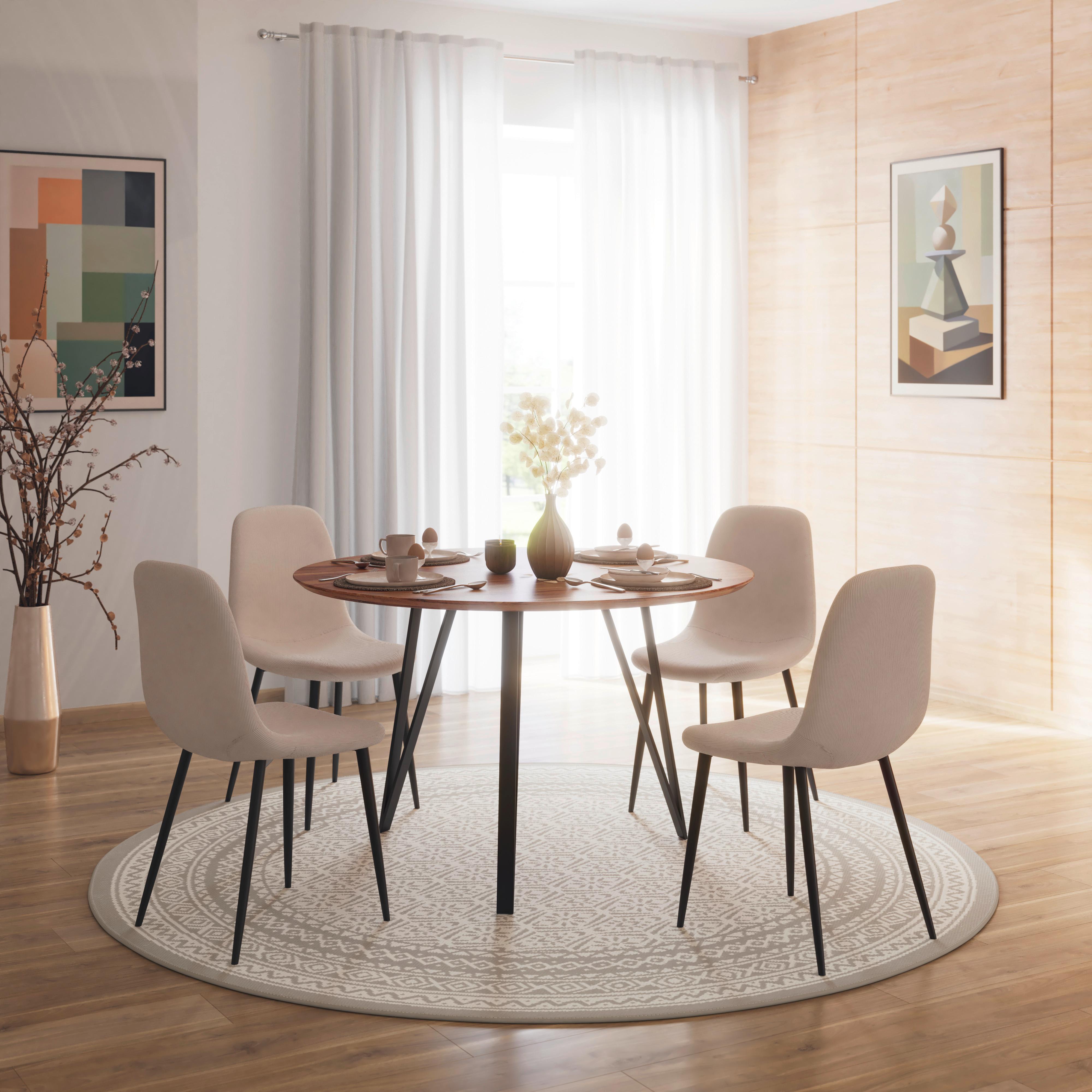 Esstisch rund Malmo in Holz Akazie massiv Ø ca. 120 cm - Schwarz/Akaziefarben, MODERN, Holz/Metall (120/76cm) - Bessagi Home
