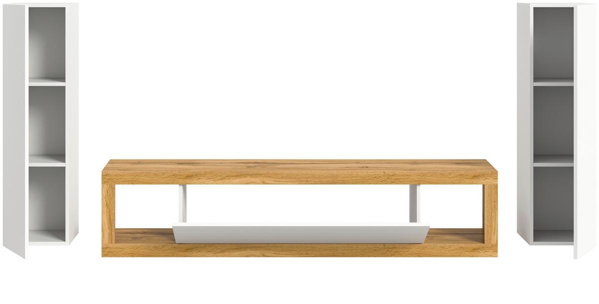 Ansamblu mobilier camera de zi TANGO - alb/stejar Wotan, Design, material pe bază de lemn (270/135/30cm) - Modern Living