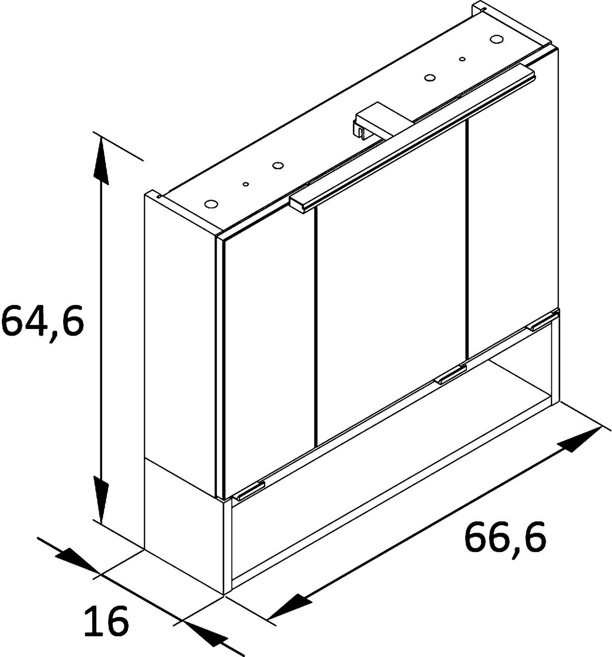 SZAFKA Z LUSTREM SMILLA - kolor dębowy/kolor srebrny, Modern, materiał drewnopochodny/metal (66,6/64,6/16cm) - Stylife