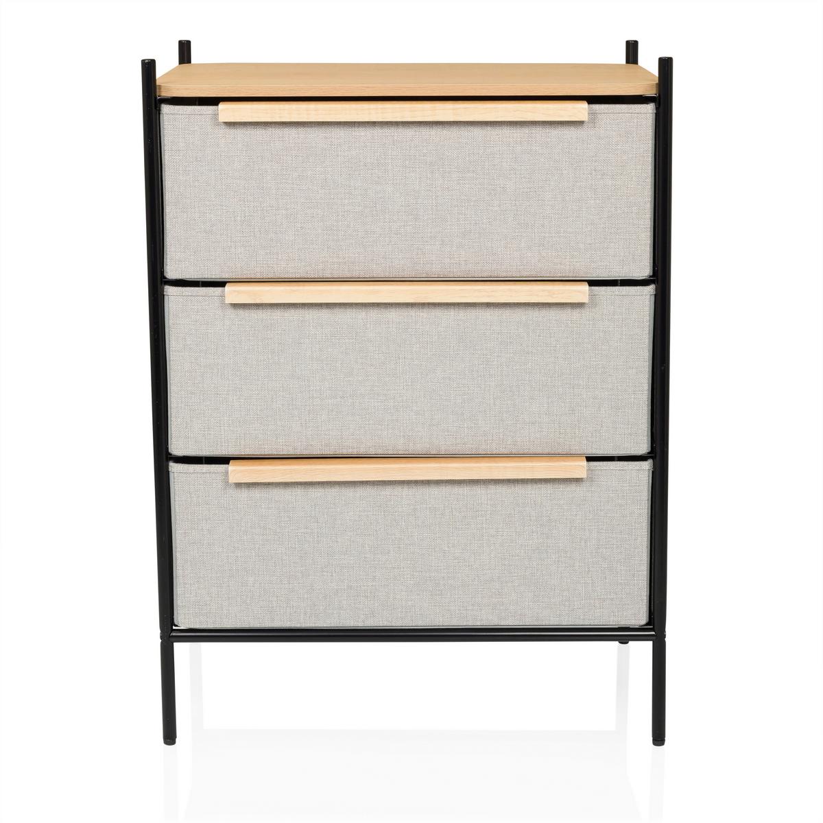 Komoda Stuvar, Rjavosiva - svetlo rjava/rjavosiva, Moderno, kovina/leseni material (58/79/39cm) - MID.YOU