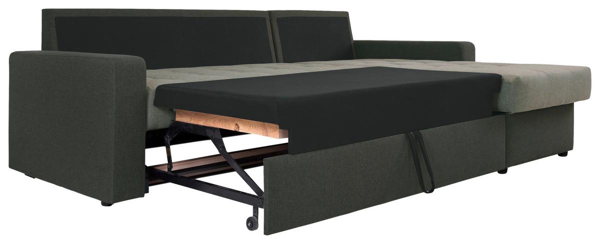 Sedežna Garnitura Atlanta, Z Ležiščem - črna/zelena, Moderno, tekstil (230/160cm) - Modern Living