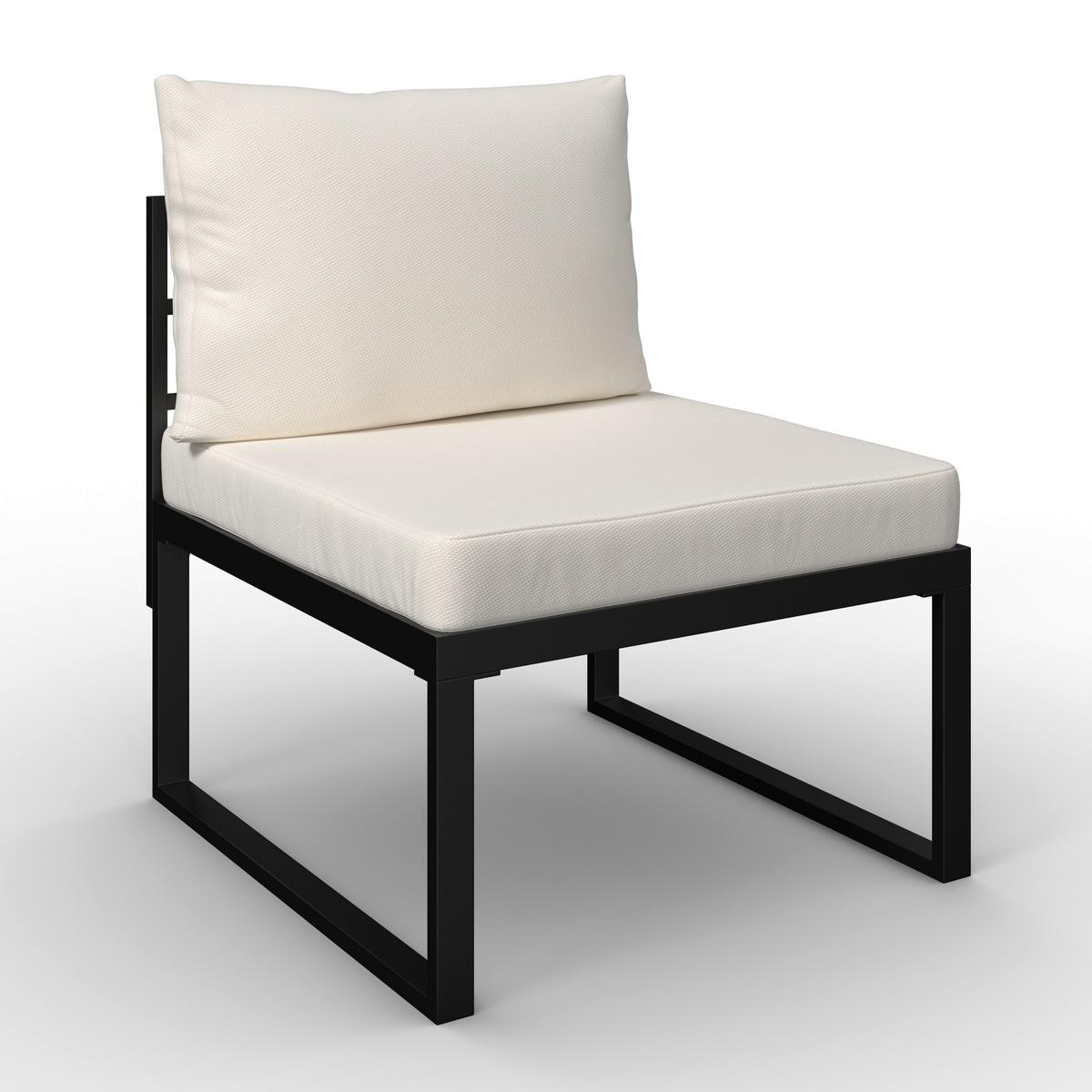 Loungegarnitur Adriano Creme Akazie/Metall/Outdoorstoff - Creme/Schwarz, MODERN, Holz/Textil - Bessagi Garden
