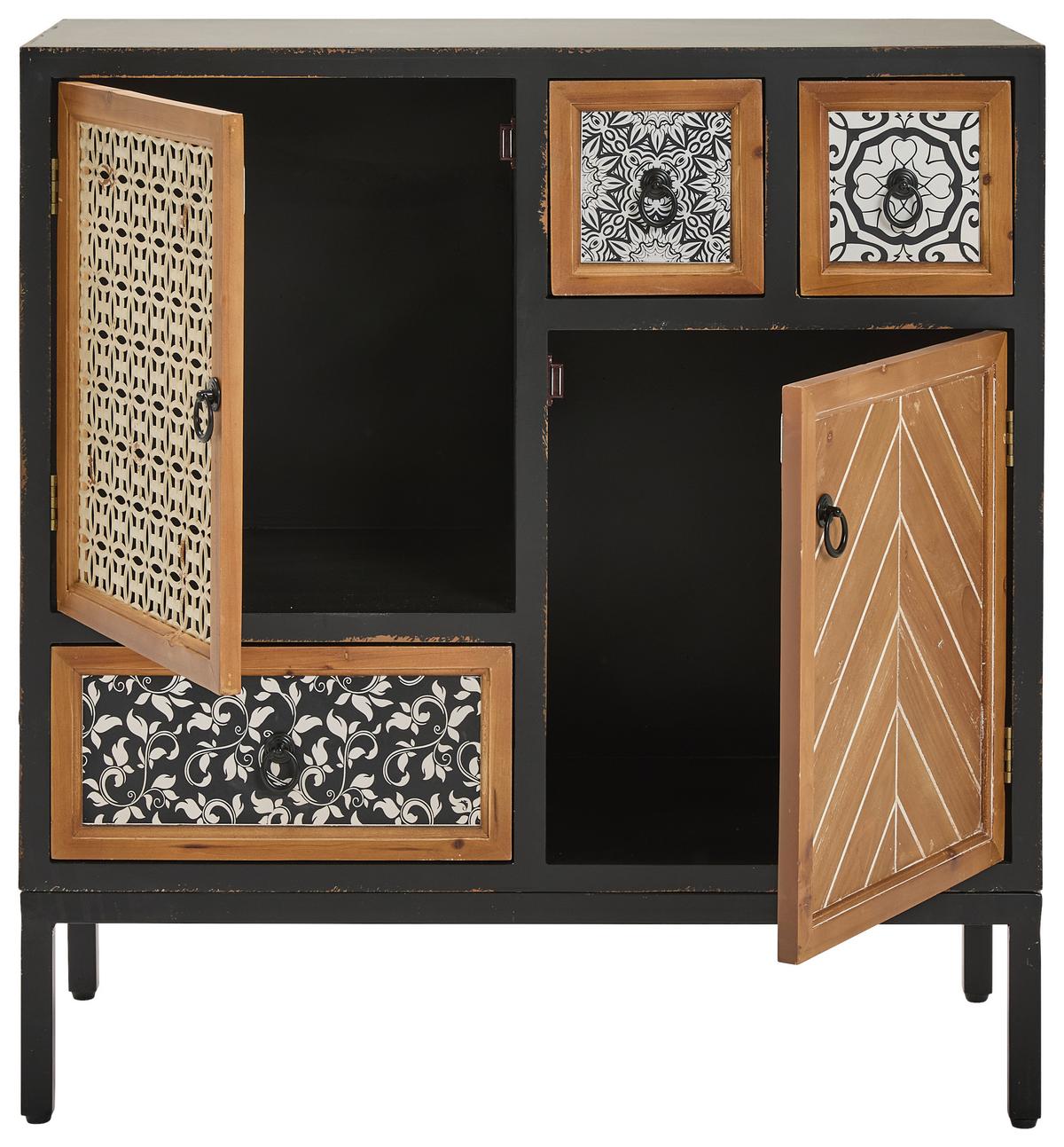 KOMODA HEIKE - kolor naturalny/czarny, Romantik / Landhaus, materiał drewnopochodny/metal (80/84/38cm) - Landscape