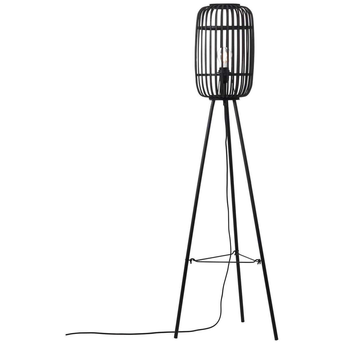 Stehleuchte Woodrow Schwarz max. 60 Watt - Schwarz, Design, Holz/Metall (45/130cm) - Brilliant