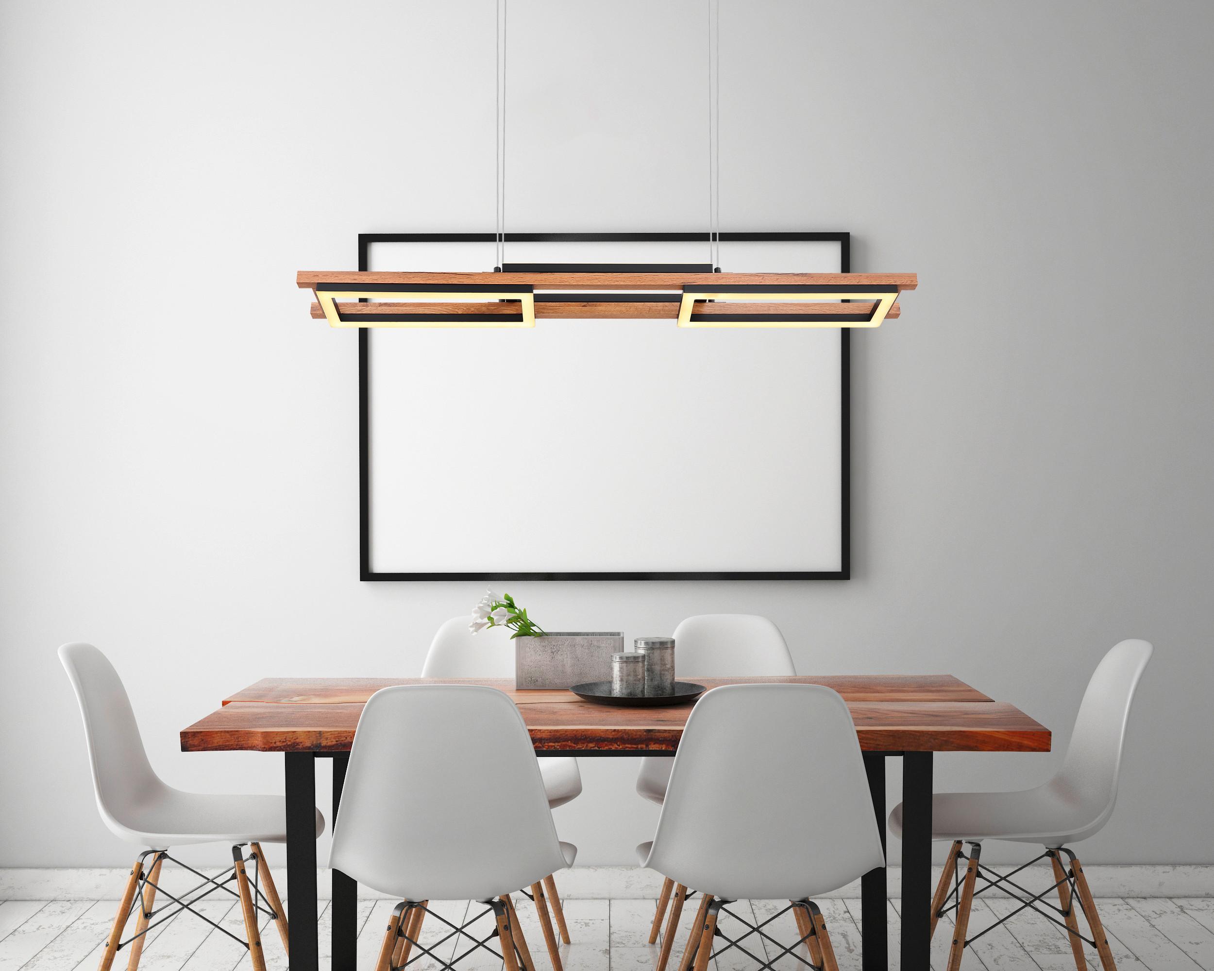 LED-Hängeleuchte Illa in Schwarz/Dunkelbraun max. 30 W - Dunkelbraun/Opal, Design, Holzwerkstoff/Kunststoff (100/14/120cm) - Globo