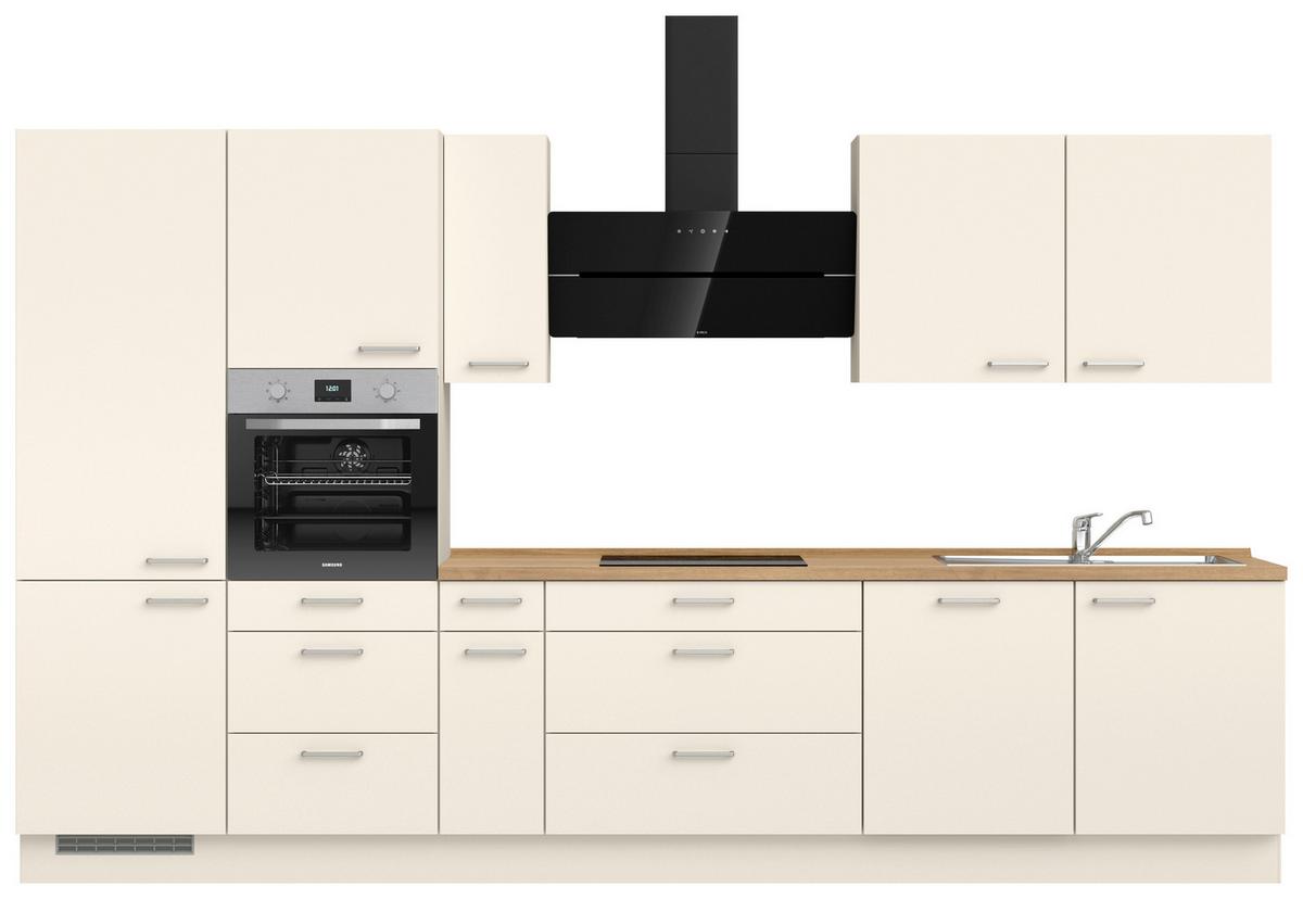 Küchenblock Touch High m. Geräten Magnolie - Edelstahlfarben/Eichefarben, MODERN, Holzwerkstoff/Metall (360cm) - Nobilia