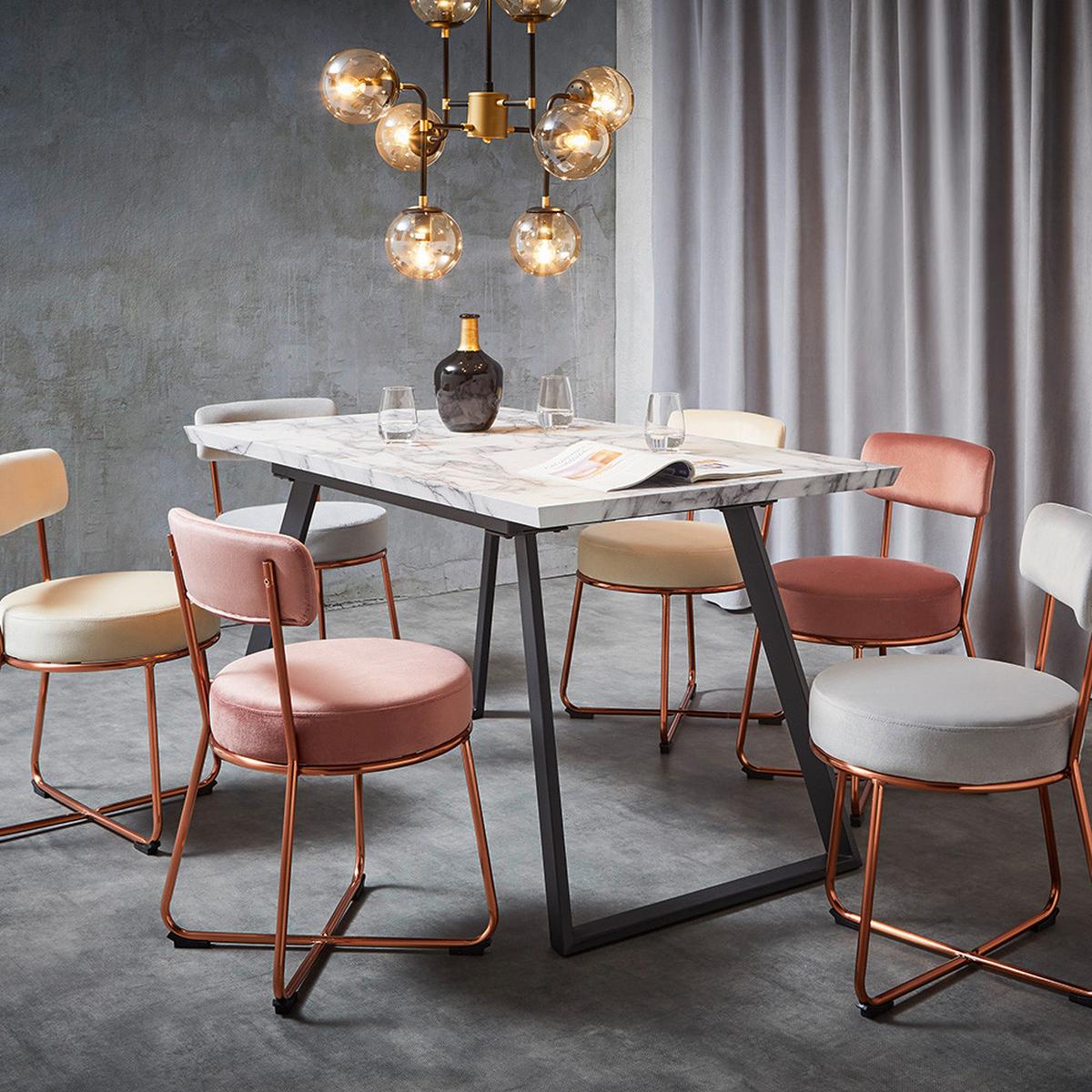Ausziehtisch Luigi Marmoroptik ca. 180x80x76cm - Schwarz/Weiß, MODERN, Holzwerkstoff/Metall (140-180/80/76cm) - Bessagi Home