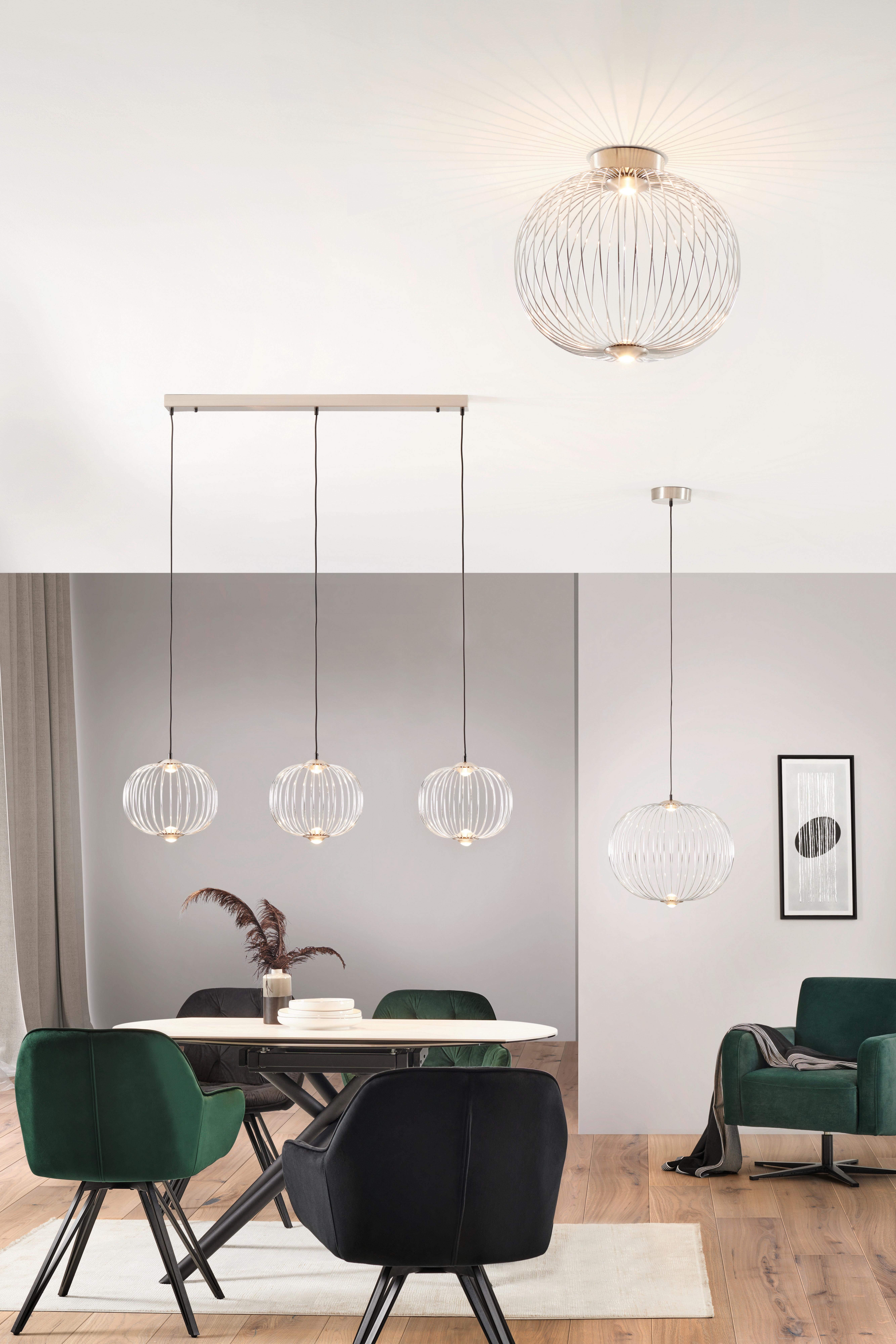 LED-DECKENLEUCHTE 15652D1N - Nickelfarben, Design, Metall (50/45cm)