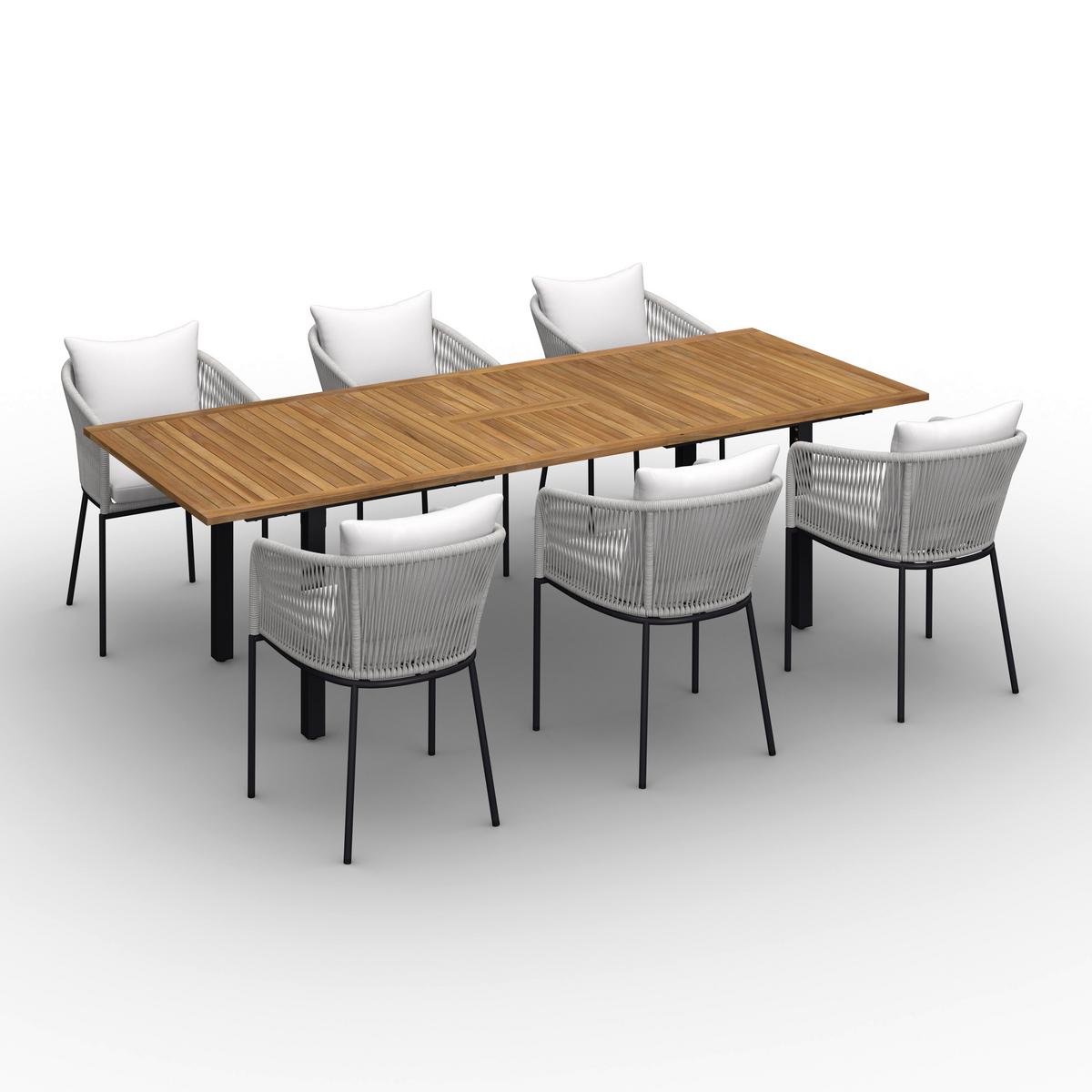 Gartengarnitur Giovanna Creme Holz/Metall/Textil - Creme/Grau, MODERN, Holz/Kunststoff - Bessagi Garden