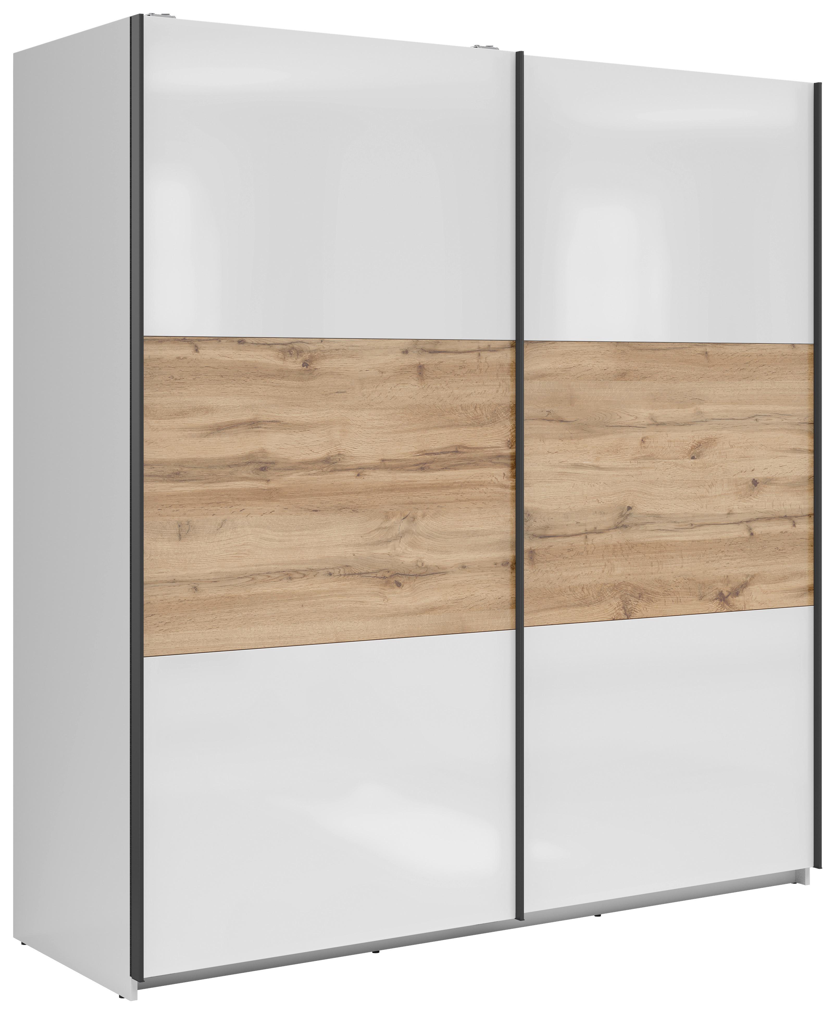 Ormar S Kliznim Vratima Tetrix - bijela visoki sjaj/antracit, Moderno, drvni materijal/metal (183/195,5/60cm) - Modern Living