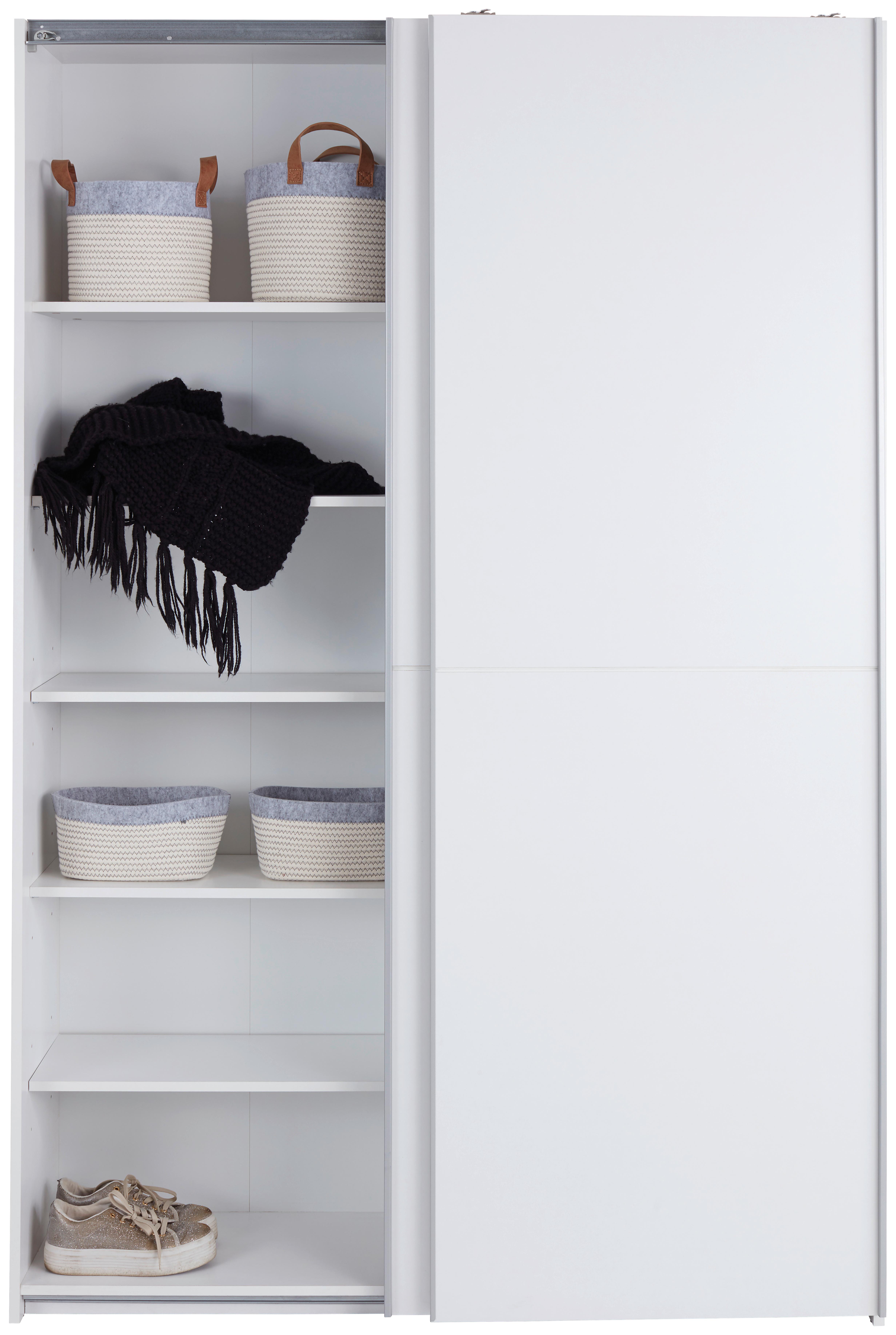 Ormar S Kliznim Vratima Slim - bijela/boje aluminija, Konvencionalno, drvni materijal (125/195,5/38cm) - Modern Living