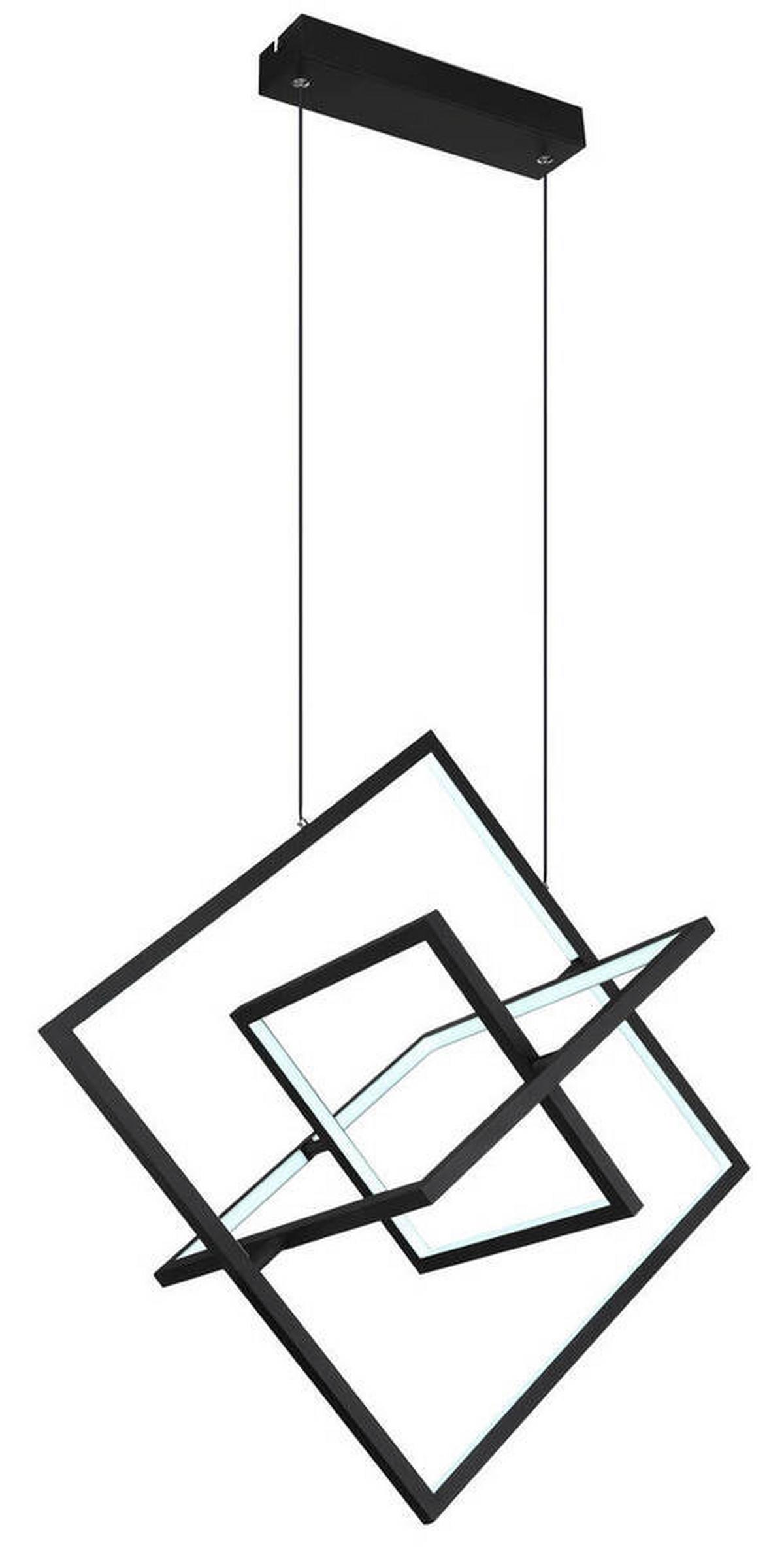 Viseča Led-svetilka Wolfhard, S Sijalko - črna/opal, Design, kovina/umetna masa (70,7/50/150cm) - Globo
