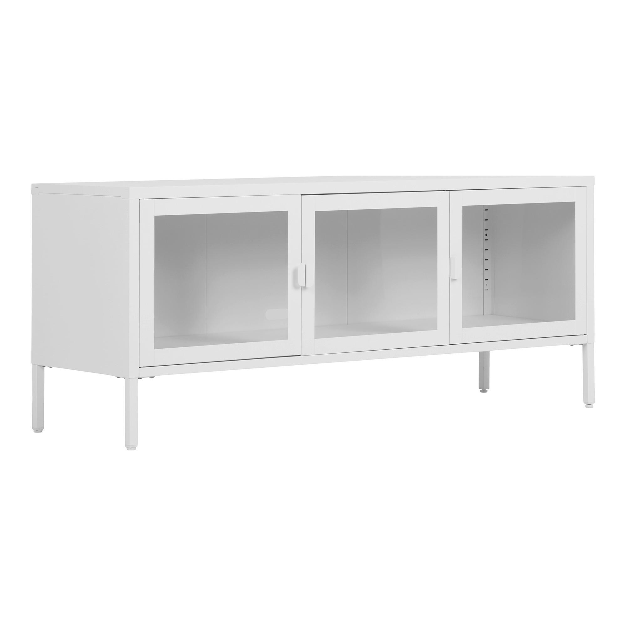 Lowboard Brisbane Weiß - Transparent/Weiß, Design, Glas/Metall (130/40/55cm) - MID.YOU