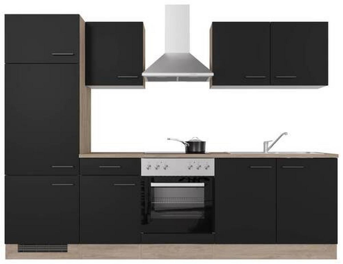 Kuhinjski Blok Capri, Črna. Hrast - črna/barve hrasta, Moderno, kovina/leseni material (270cm) - FlexWell
