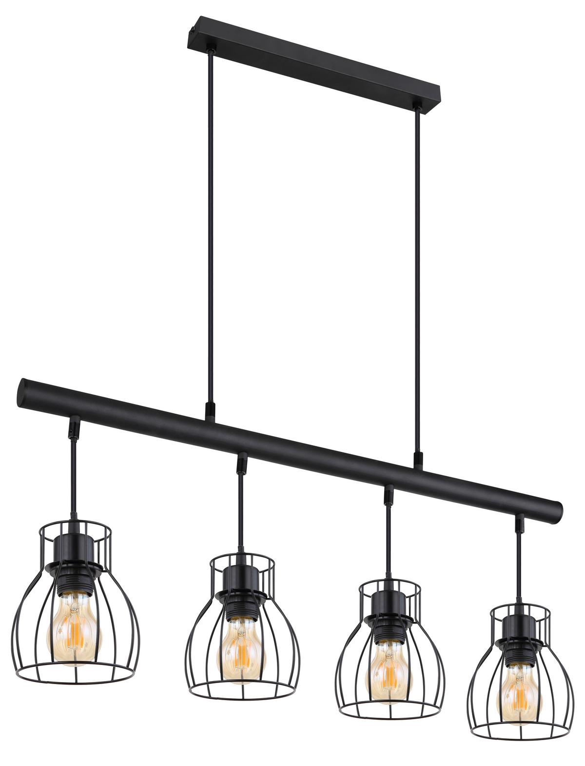 Viseča Led-svetilka 15326-4lm Mina - črna, Trend, kovina/umetna masa (77/14/120cm) - Globo