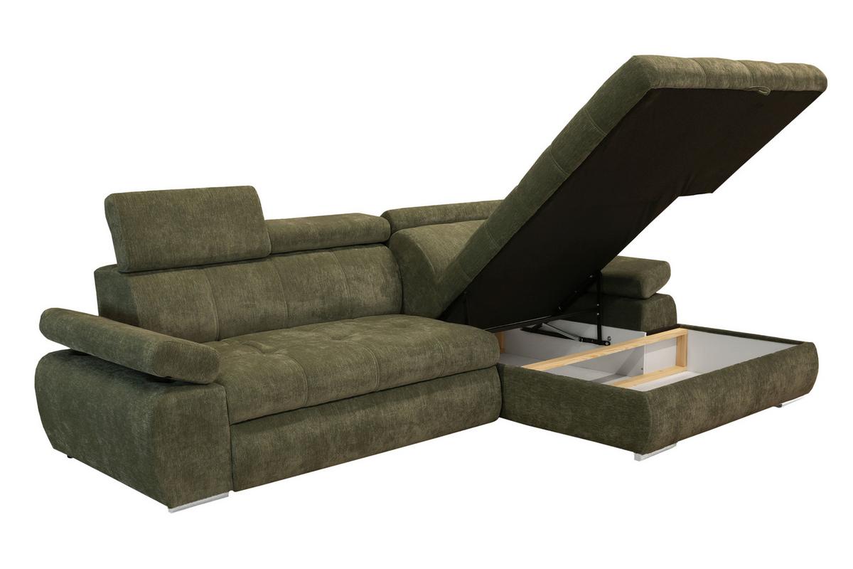 Kutna Garnitura Vegas - srebrne boje/šumska zelena, Design, drvo/tekstil (294/173cm) - Modern Living