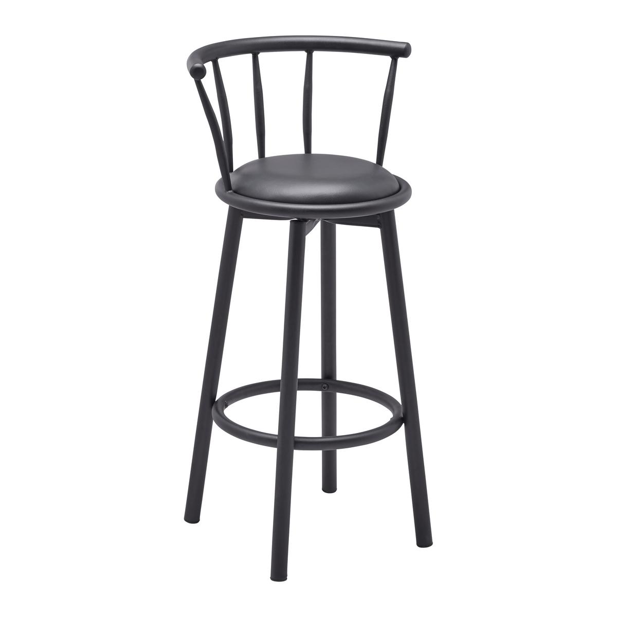 Barhocker-Set Fabio Schwarz Lederlook Gepolstert - Schwarz, MODERN, Holz/Textil (43/96/52cm) - Bessagi Home