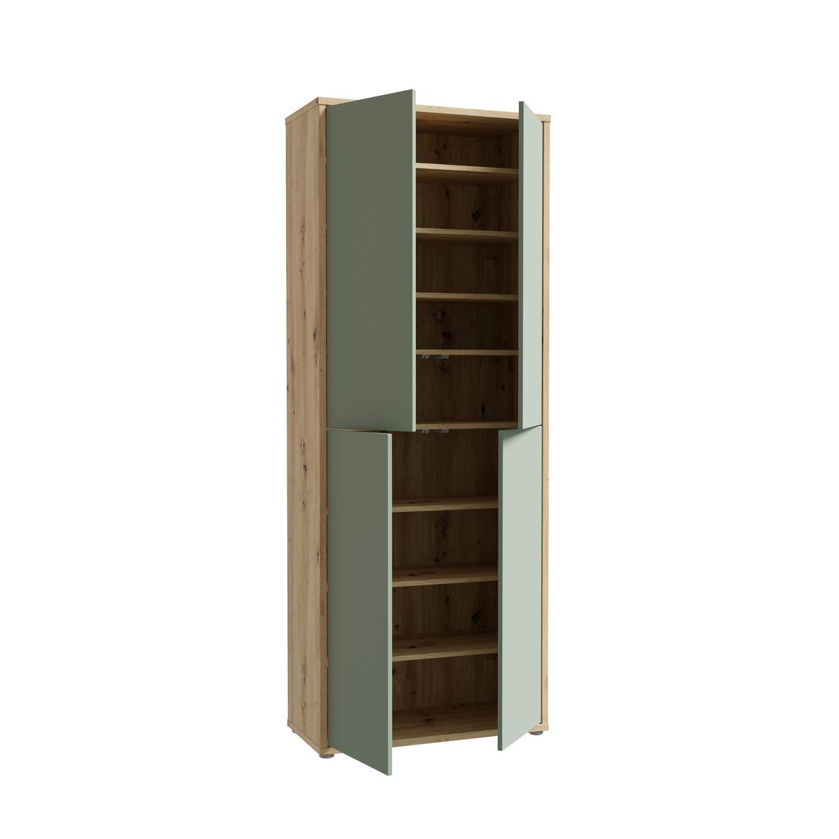 Ormar Za Cipele Alice - siva/hrast Artisan, Moderno, drvni materijal/plastika (74,5/191,9/34,9cm) - Modern Living