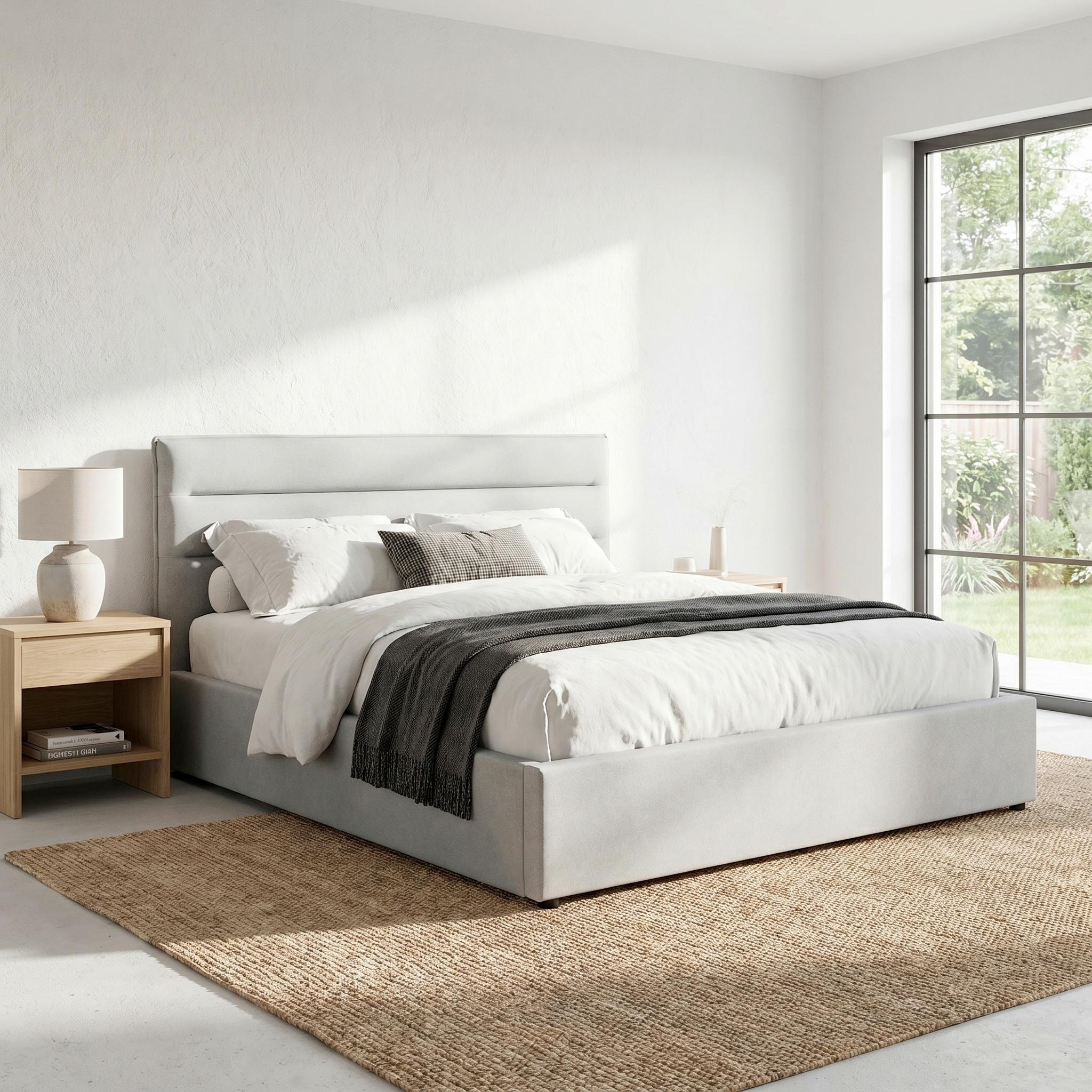 Tapacirani Krevet Sienna - prirodna boja/svetlosiva, Lajfstajl, drvo/metal (180/200cm) - Modern Living