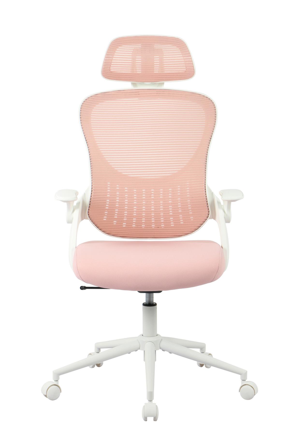 DREHSTUHL POLLY - Weiss/Pink, Modern, Kunststoff/Textil (68/116-133/64cm) - Mömax