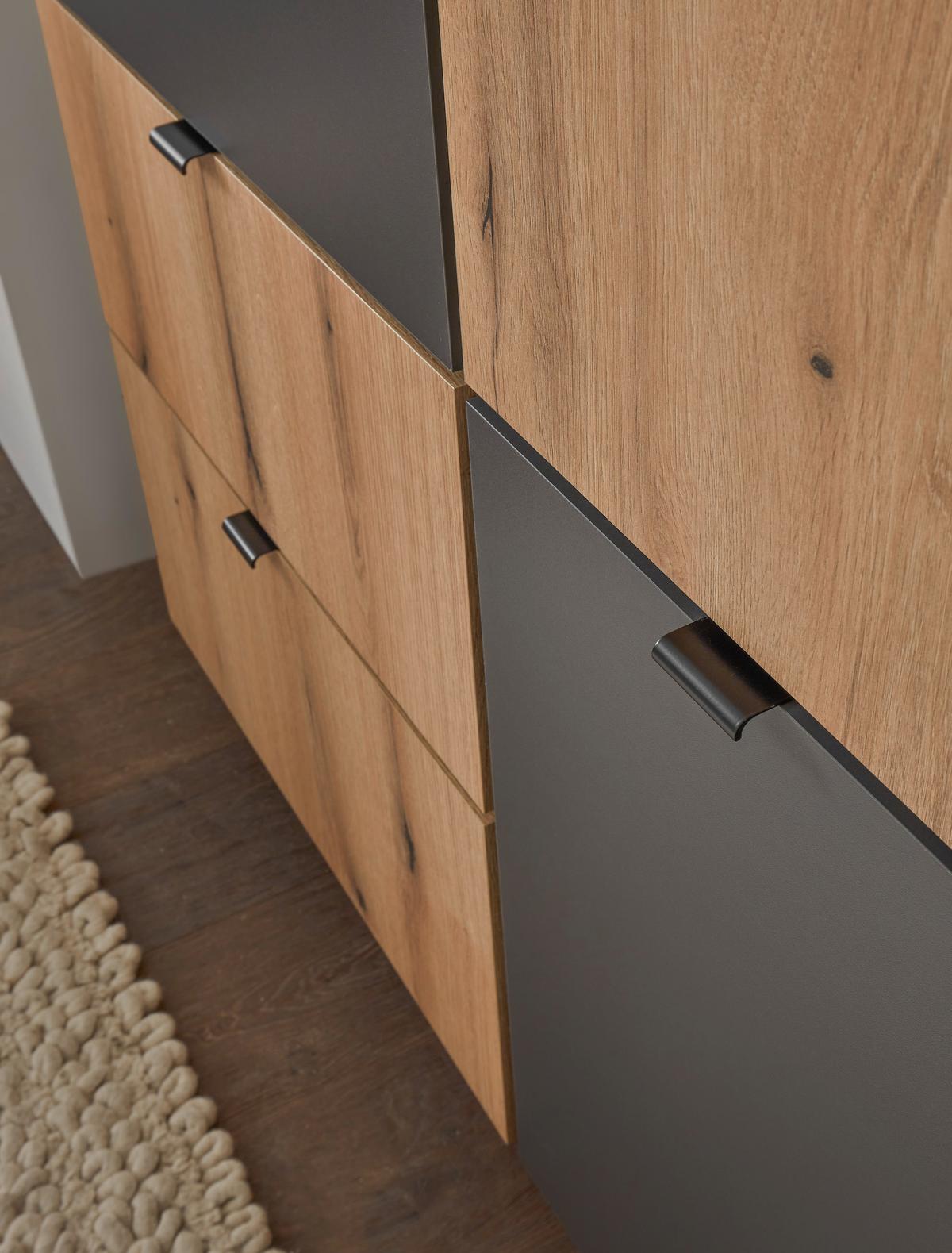 Visoka Komoda Vince Ii, Antracit, Barva Hrasta - črna/barve hrasta, Trend, umetna masa/leseni material (103/142/38cm) - Livetastic