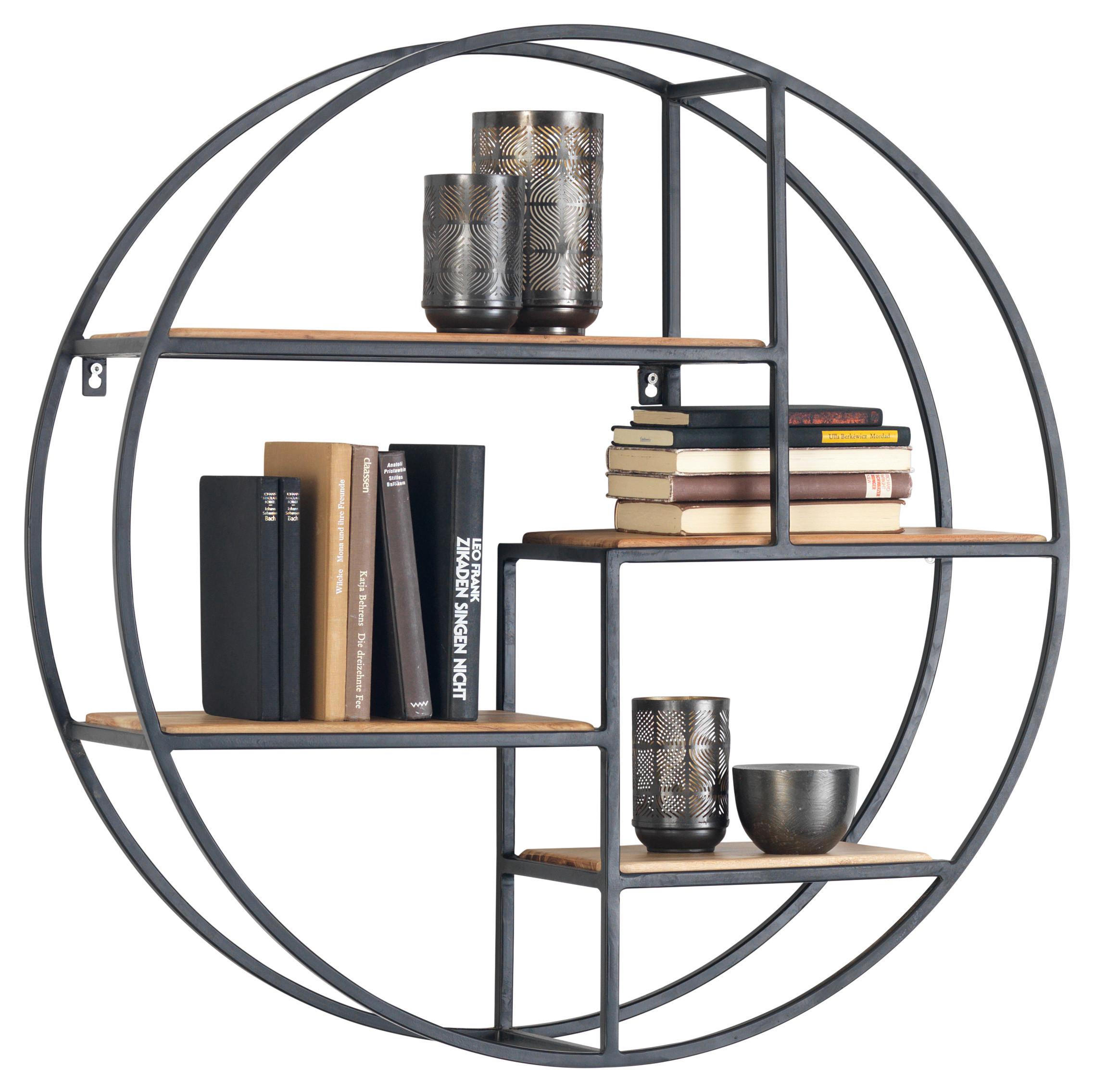 REGAŁ ŚCIENNY VERO - kolor akacjowy/czarny, Trend, metal/drewno (80/80/22cm) - Landscape