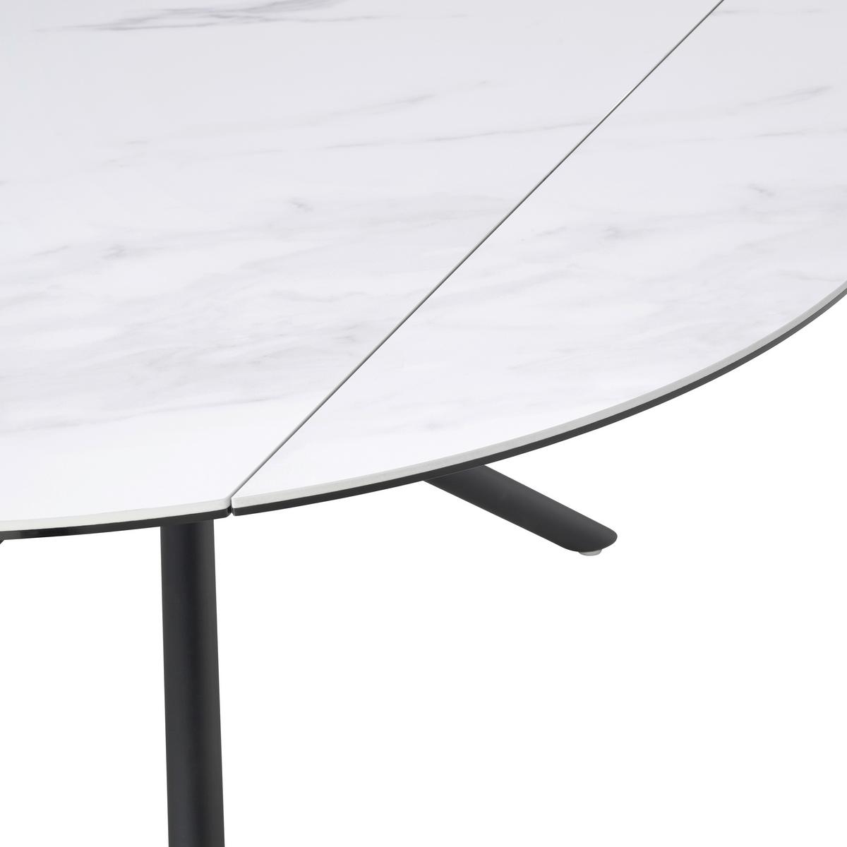 Jedilna Miza Tiana, Bela, Keramika, 90-140x40 - črna/bela, Trendi, kovina/steklo (90-140/76/140cm) - MID.YOU