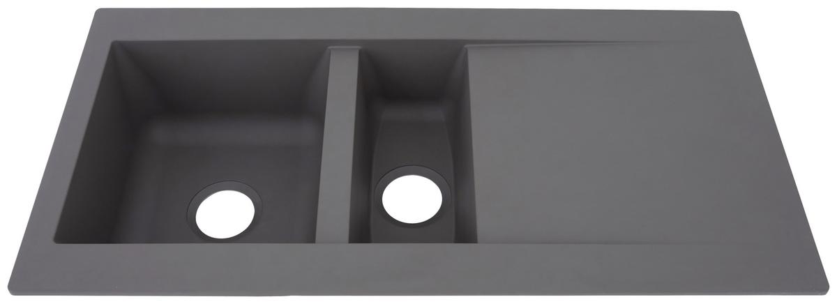 Einbauspüle Denver ca. 100x20x50 cm Grau - Grau, Trend, Glas/Kunststoff (100/20/50cm) - Respekta